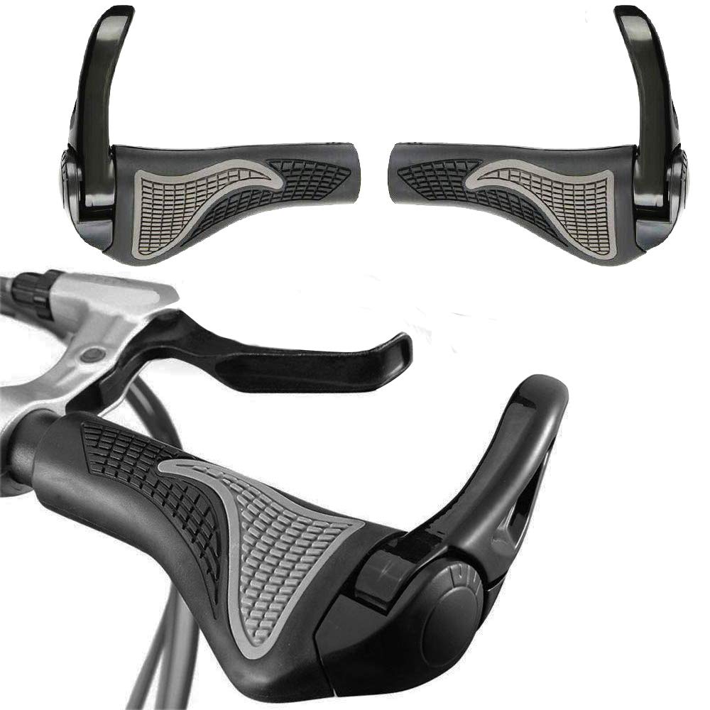 Ergonomic Bike Handlebar Grips for MTB BMX Cycling - Comfortable Non-Slip Rubber Grips with Horn - Perfect for Mountain Biking, Road Cycling & Commuting