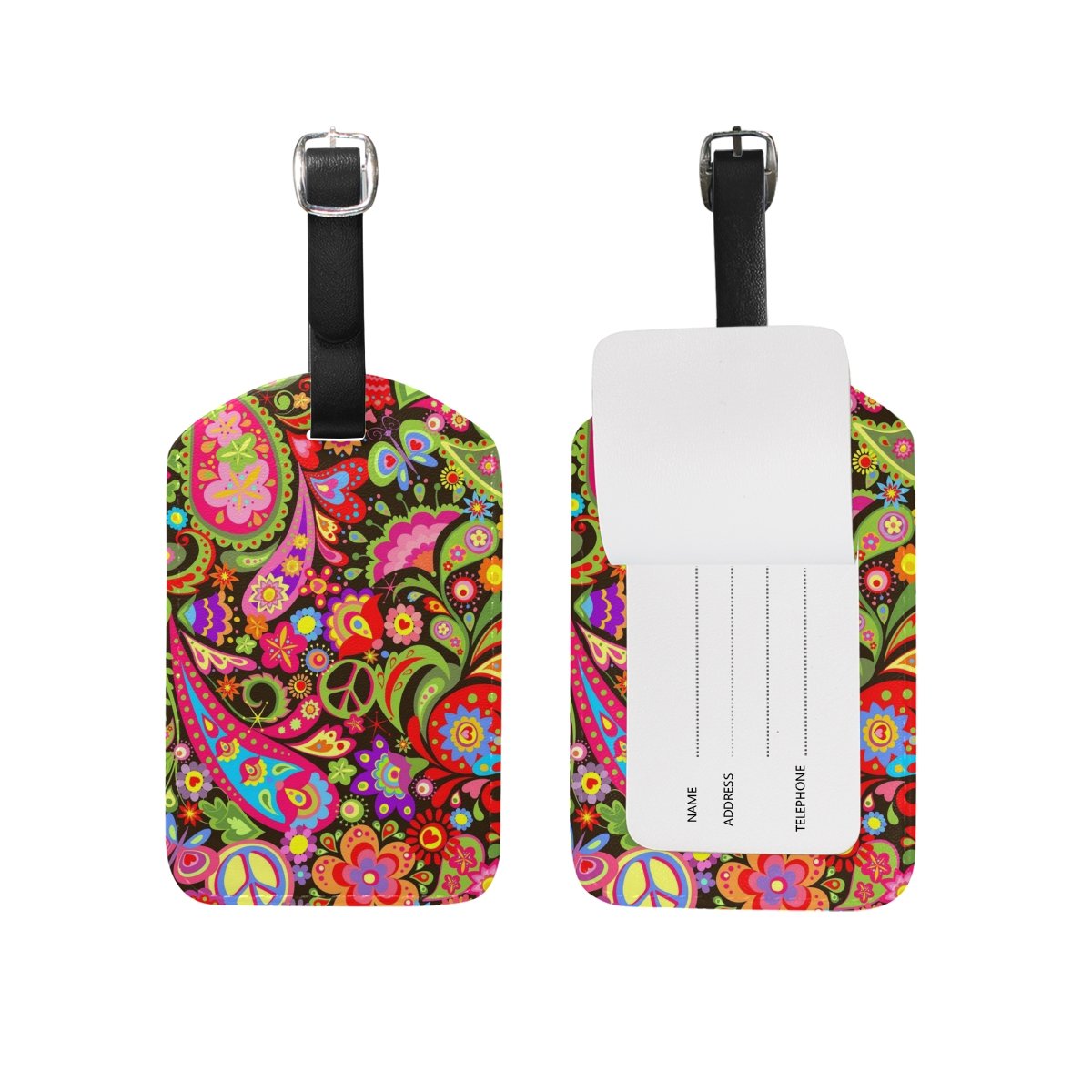 Vintage Colorful Hippie Mandala Luggage Tags - Unique Travel Baggage ID Tags for Suitcases, Backpacks & Carry-Ons - Perfect for Airports, Vacations & Festival Travel Accessories