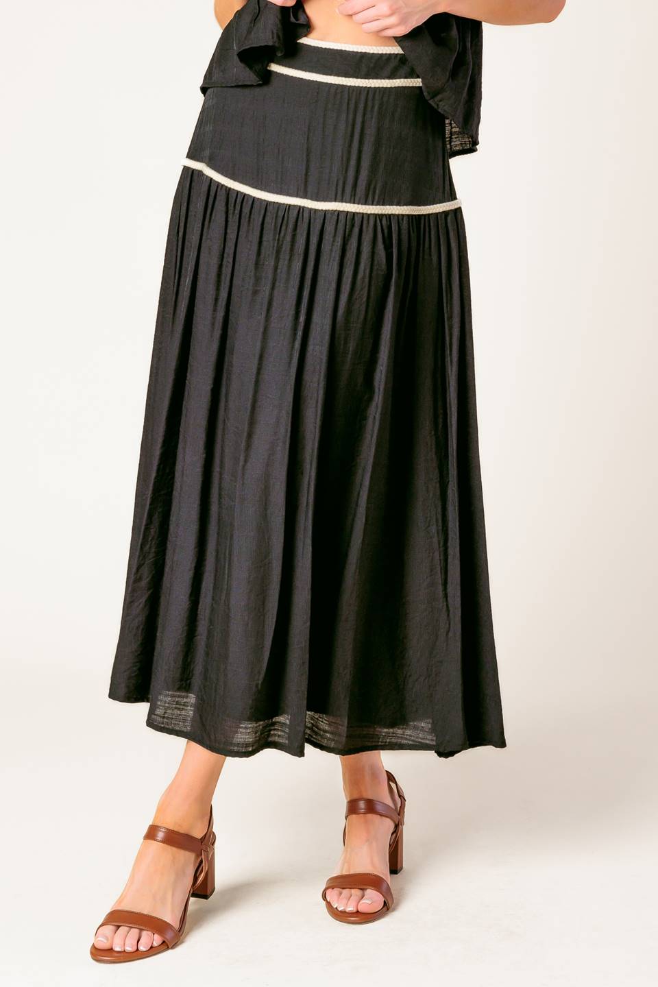 Divide and Contour Black Top & Skirt Set for Women - Slimming Outfit for Work, Party & Date Night