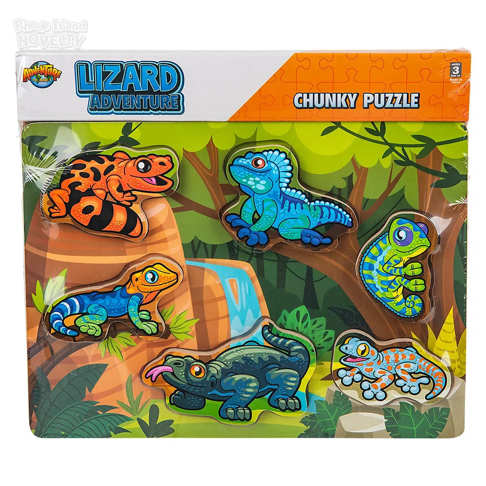 6 Piece Chunky Lizard Theme Wooden Puzzle for Toddlers - Educational Animal Shape Sorting Toys for Kids Ages 2-4 - Perfect for Early Learning, Montessori Classroom & Birthday Gifts