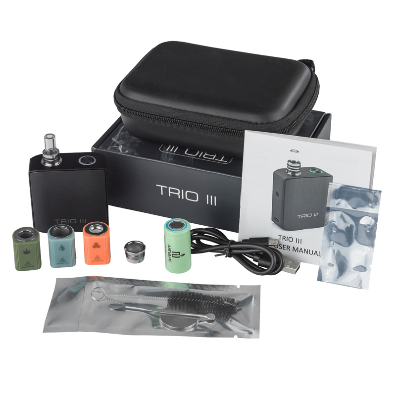 Trio III 3-in-1 Dry Herb Wax Vaporizer Kit - 510 Thread Cartridge Compatible - Portable Vape Pen for Herbs, Concentrates & Oils - Perfect for Home Use & On-the-Go Vaping