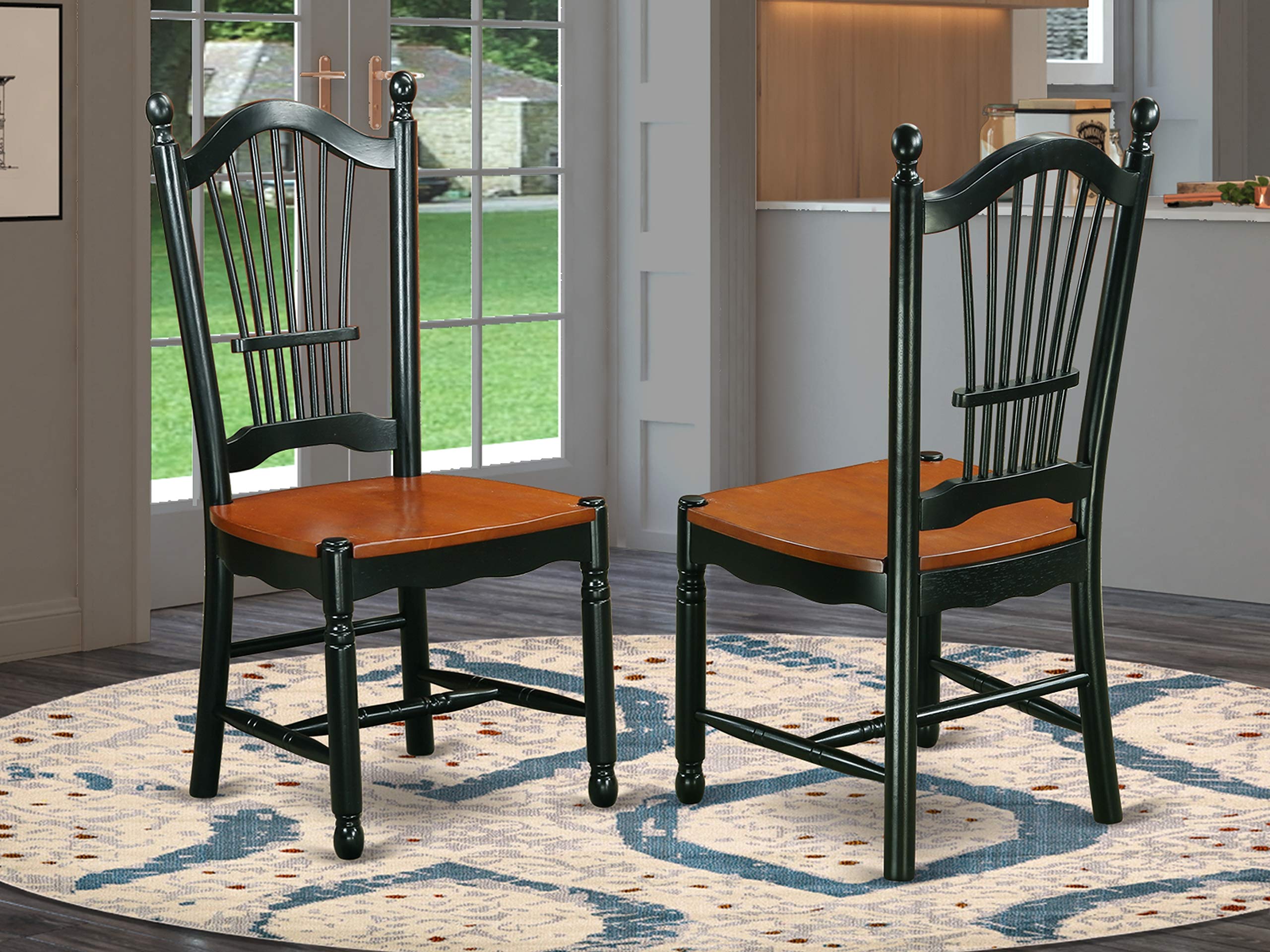 East West Furniture Dining Room Chairs - Set of 2, Medium Size, Black and Cherry Finish - Perfect for Kitchen, Dining Room, and Home Office Use