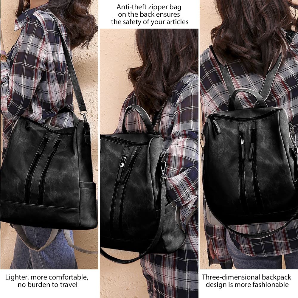 Stylish Women's Leather Backpack Purse - Small Waterproof Anti-Theft Shoulder Bag & Handbag for Daily Commute, Travel, Work & School