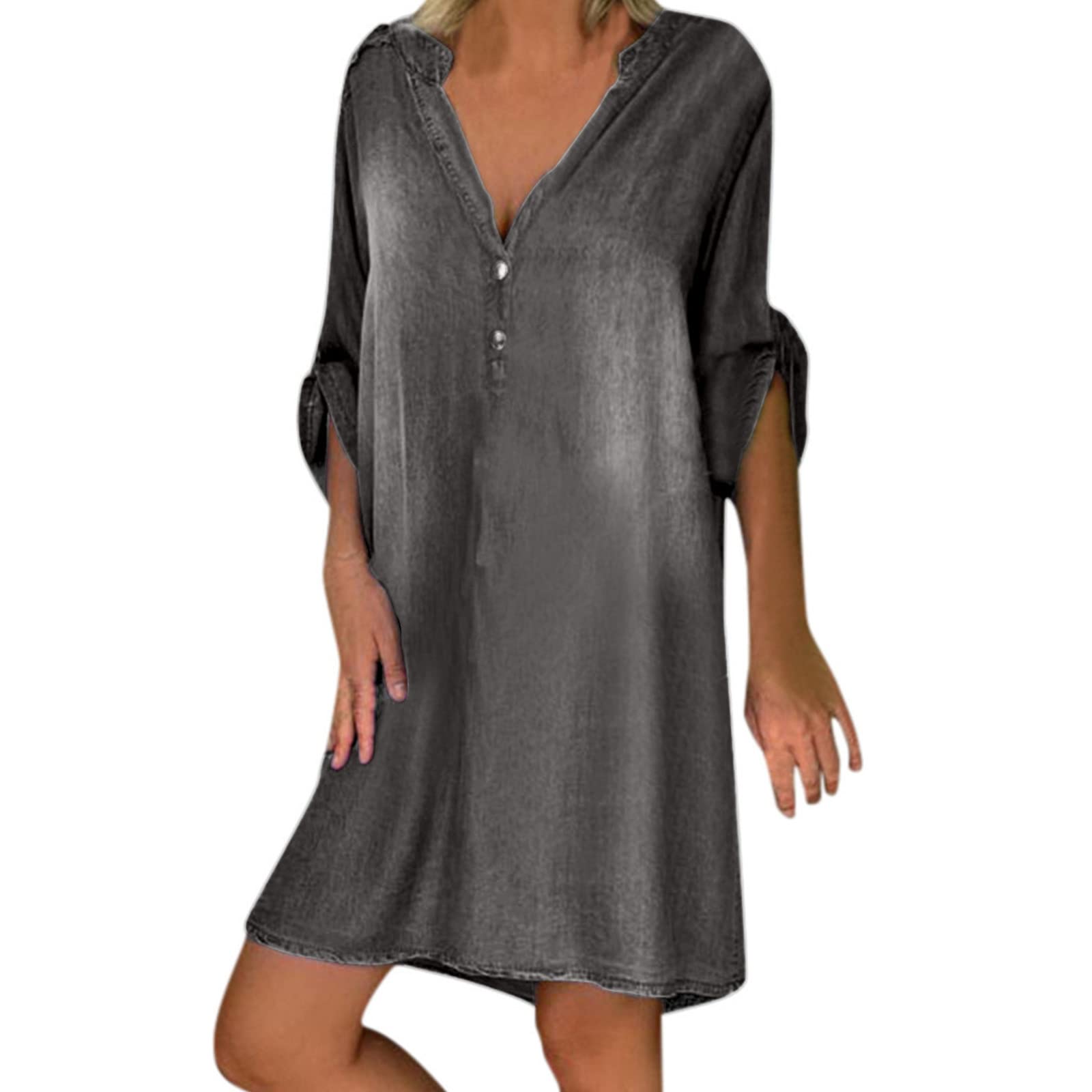 Women's Button Down Long Sleeve Shirt Dress - Loose Fitted Maxi Dress with Pockets | Casual Flowy Long Dress for Everyday Wear, Office & Spring Outfits