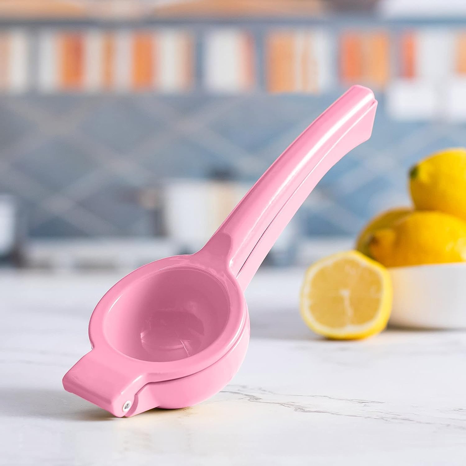 Stainless Steel Manual Citrus Juicer - Handheld Lemon Lime Squeezer for Fresh Juice - Durable Kitchen Tool (Pink) - Perfect for Cocktails, Baking & Healthy Drinks