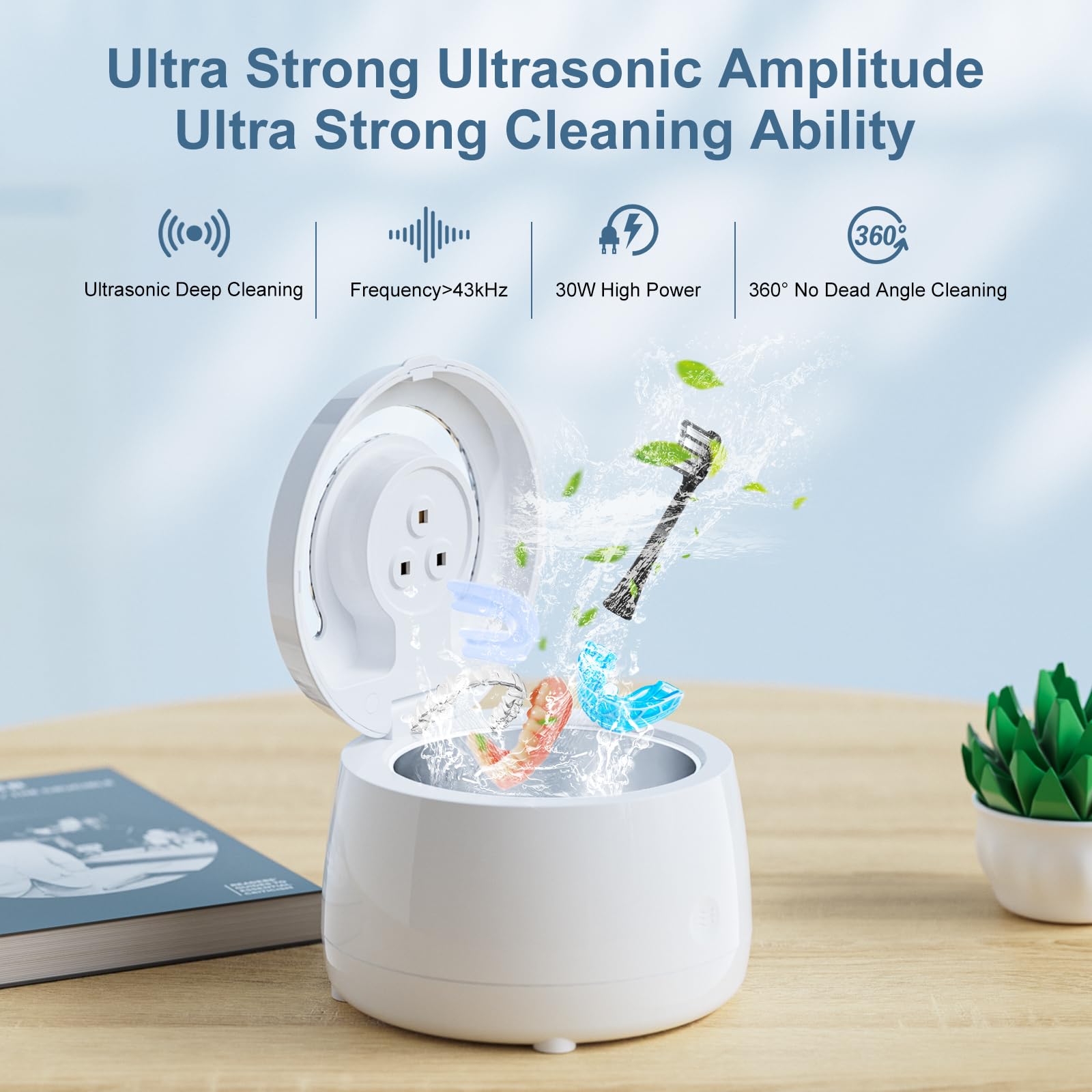 Professional Ultrasonic Retainer Cleaner - Denture & Appliance Cleaning Machine for Home & Travel - Fast & Effective Sonic Cleaning - Perfect for Retainers, Dentures, Jewelry & Small Items