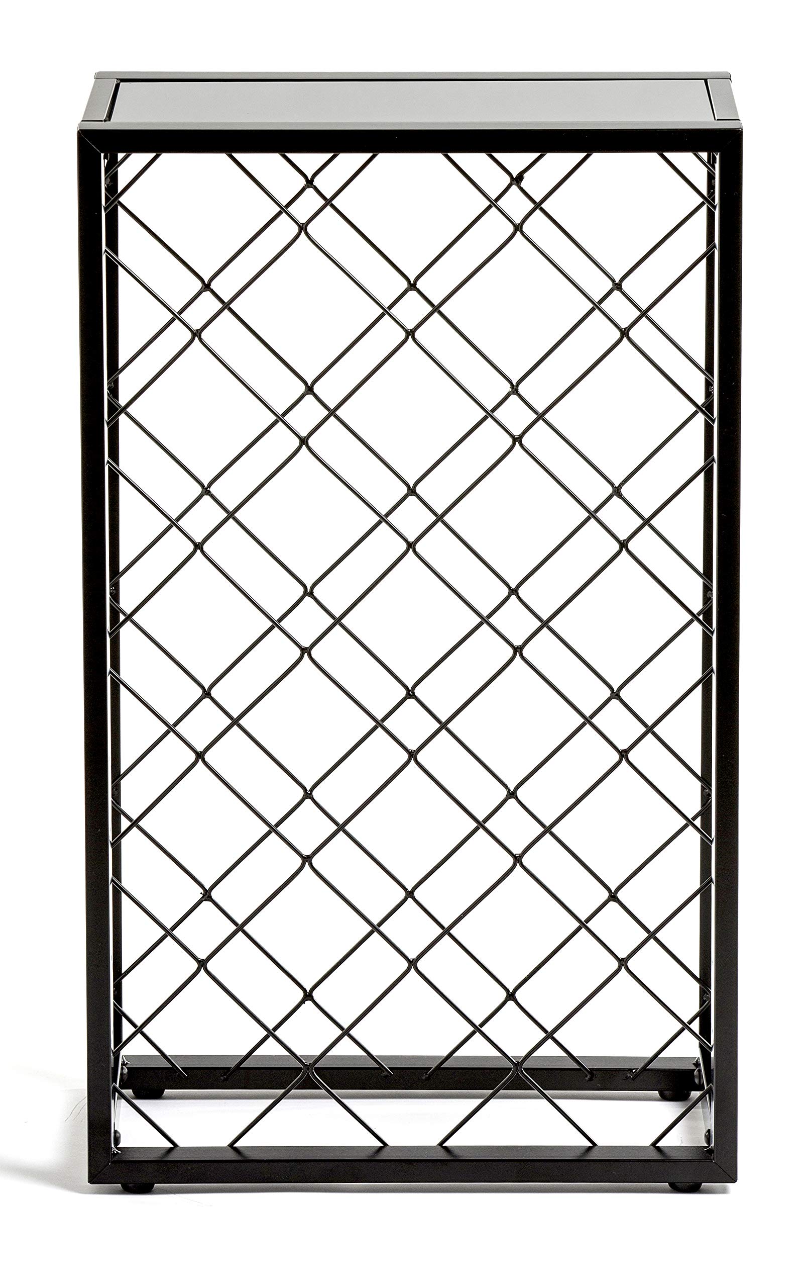 Premium Black Wine Rack with Glass Top Shelf - Holds 23 Bottles - Freestanding Storage for Home, Kitchen, Bar & Restaurant - Perfect for Wine Cellar, Dining Room & Entertaining Spaces