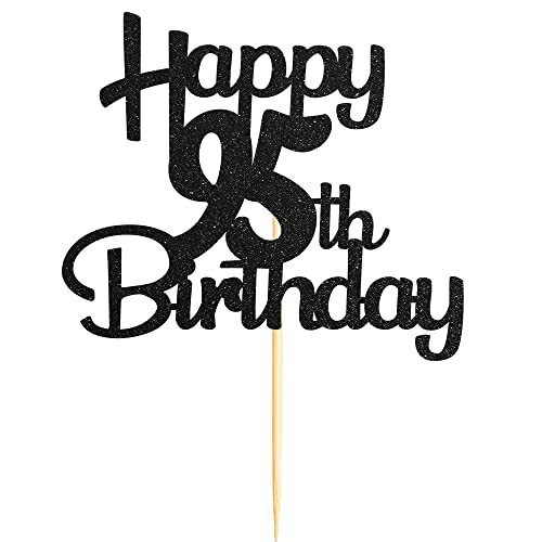 95th Cake Topper - Black Glitter