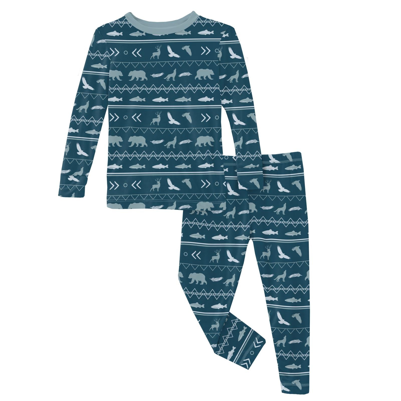 Peacock Native Tribal Print Long Sleeve Pajama Set for Women - Soft Cotton Sleepwear for Cozy Nights & Loungewear
