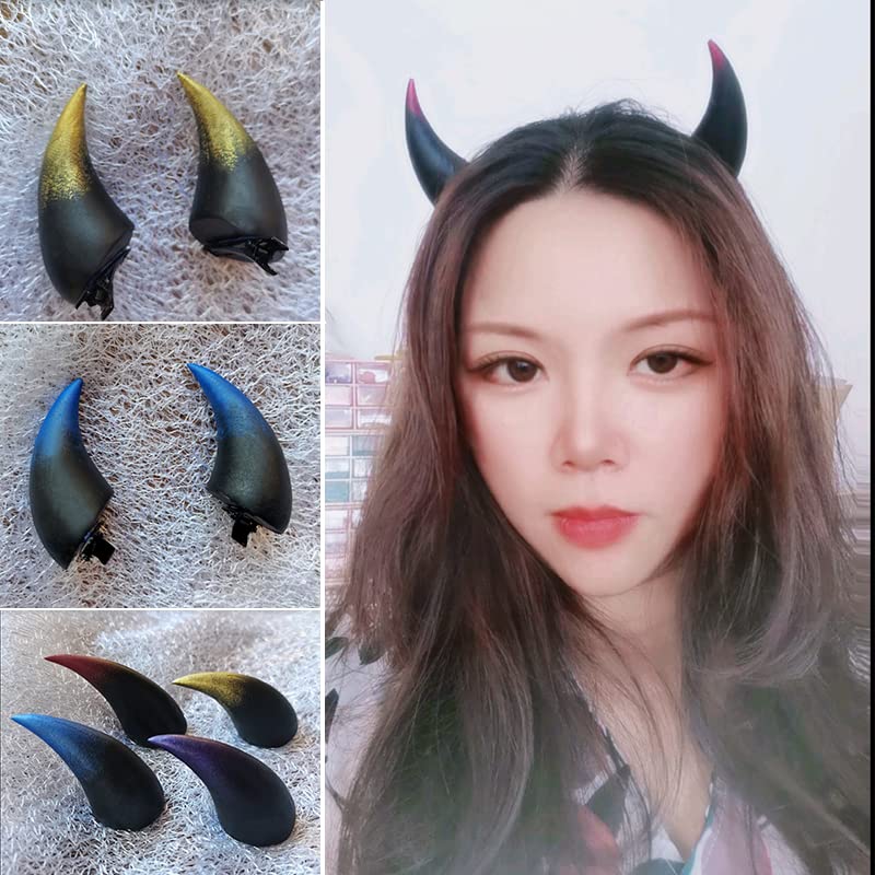 Gothic Devil Horns Hair Clips - Black Skull Butterfly Bat Hairpins for Halloween Costume & Cosplay Accessories | Perfect for Gothic, Punk, and Halloween Party Outfits