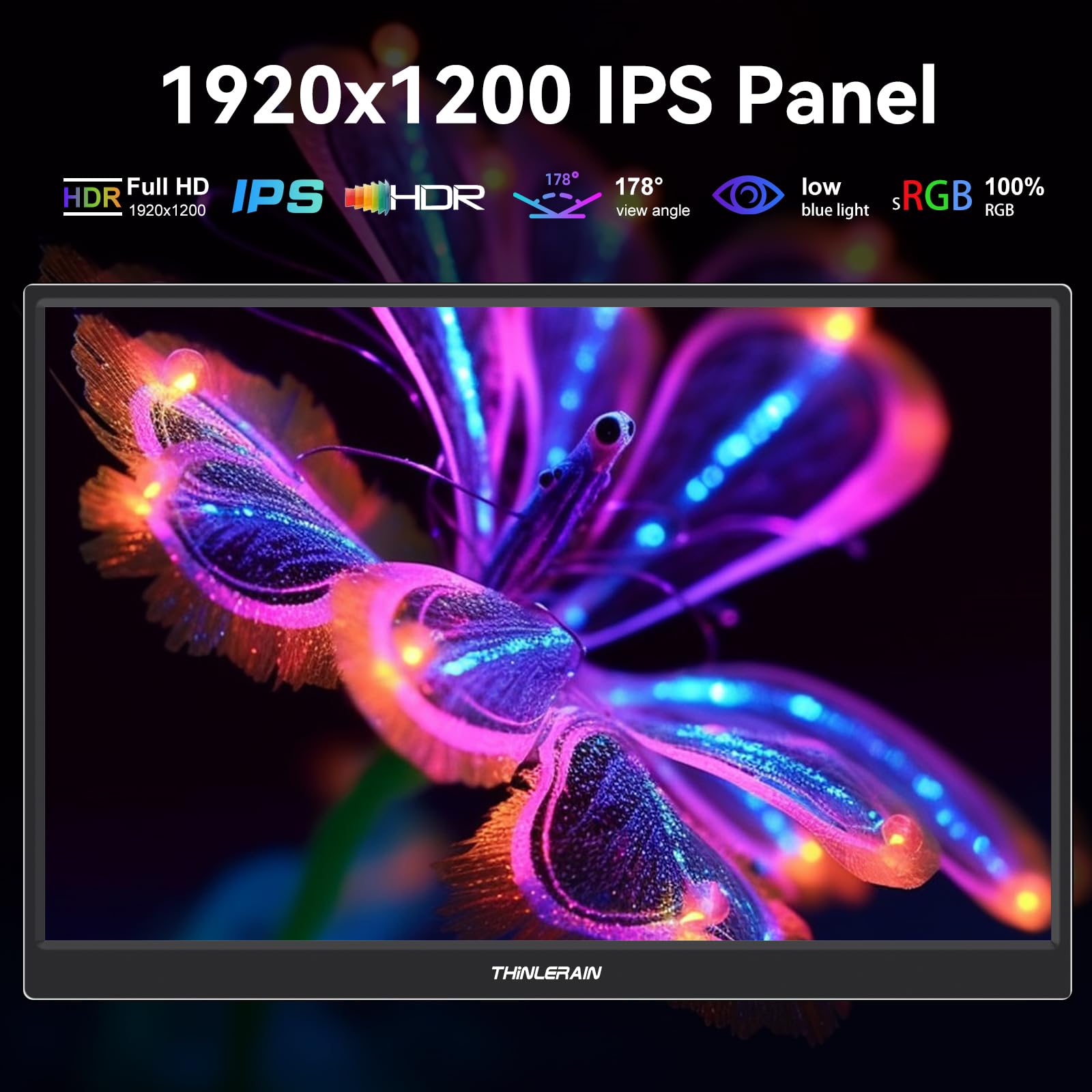 14 Inch 1920x1200 IPS Touchscreen Monitor - Portable USB-C Laptop Display with HDR, Dual Speakers & Built-in Stand | Perfect for Remote Work, Gaming & Travel