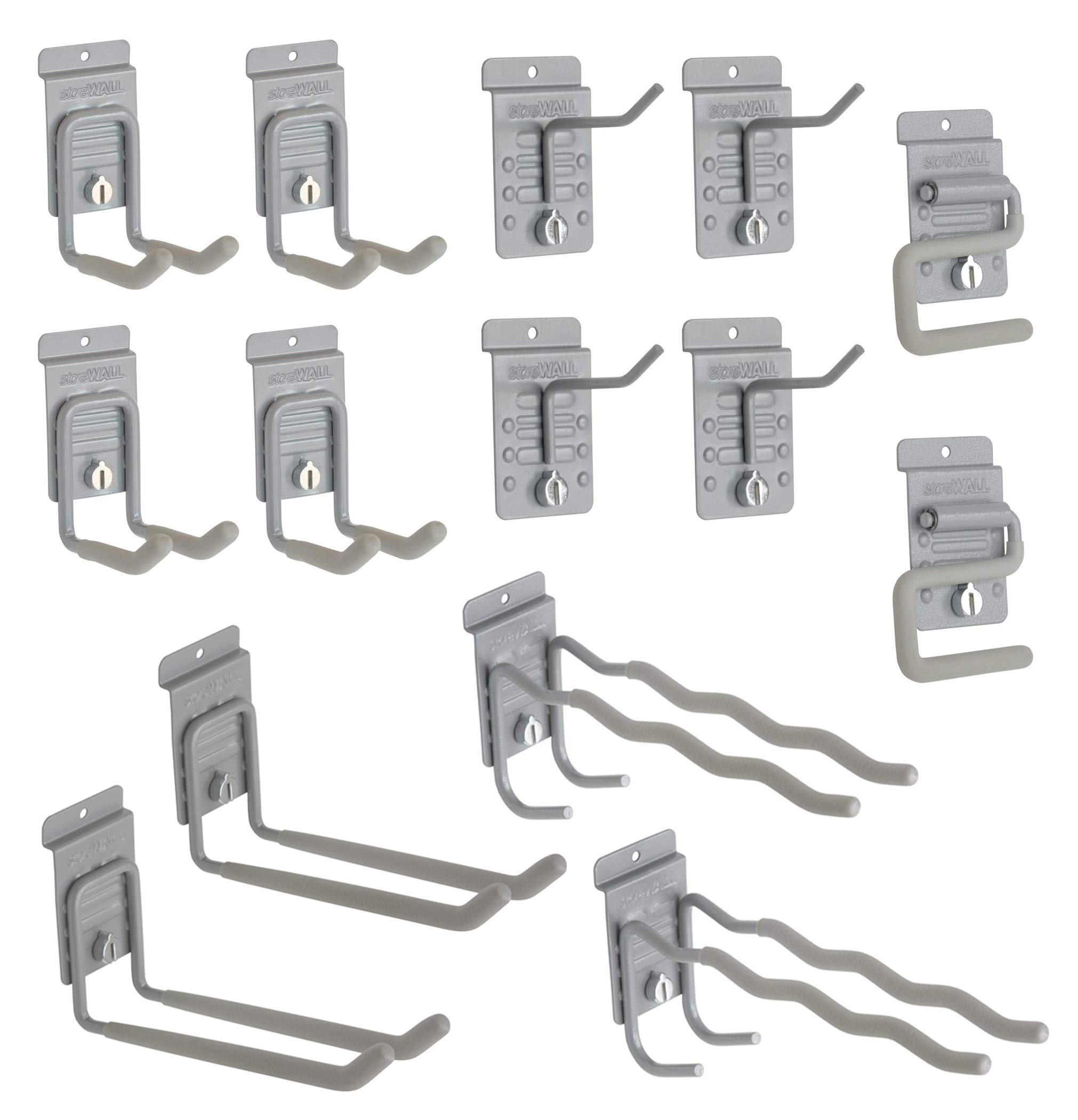 14 Hook Slatwall Accessory Starter Kit Bundle - Retail Display Organizer for Stores, Garages & Home Organization (Wall Mount Hooks for Hanging Tools, Hats & More)