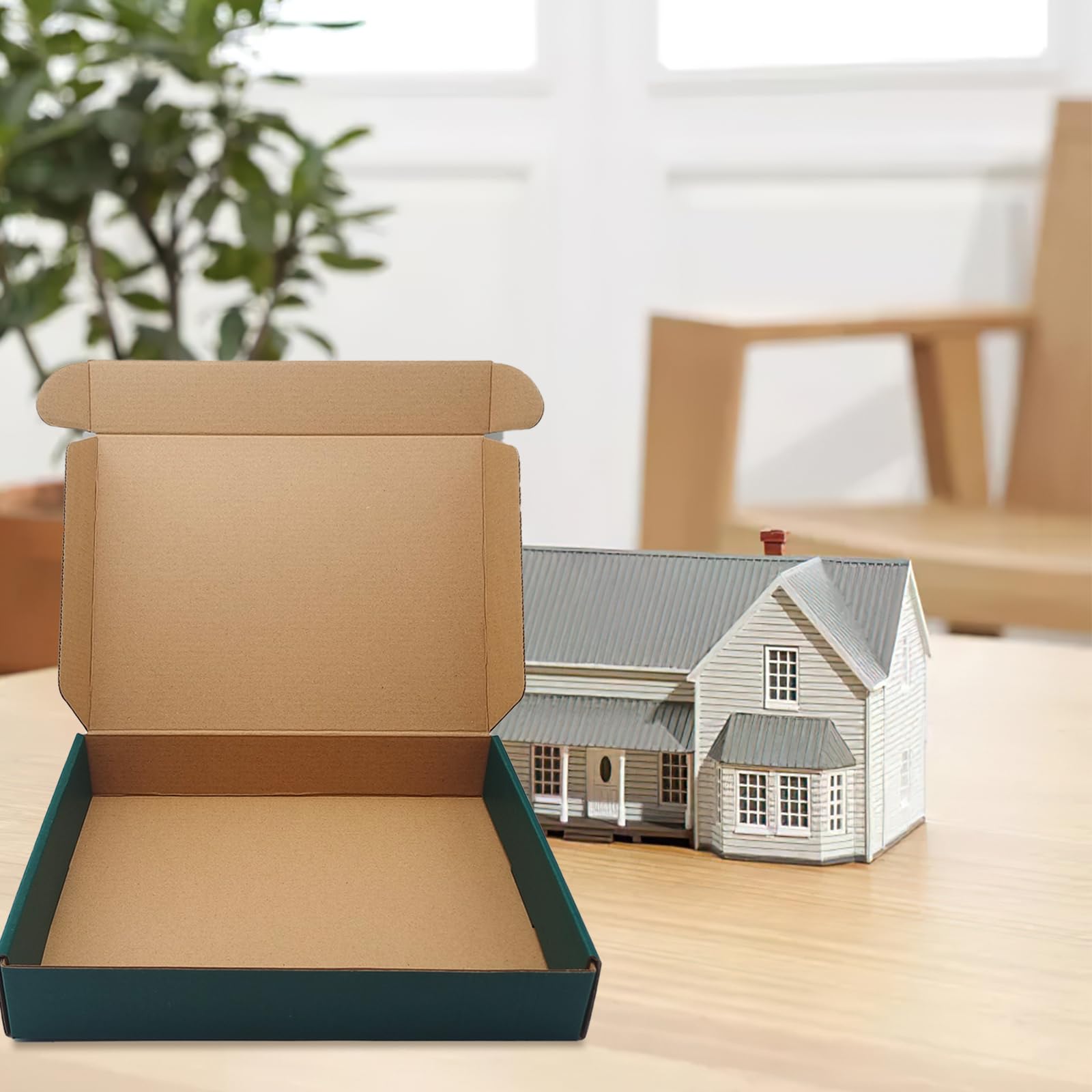 25 Pack Small Green Corrugated Cardboard Mailer Boxes - 13 x 10 x 2 Inch, Eco-Friendly Shipping Boxes for Ecommerce, Gift Packaging, Party Decorations - Perfect for Small Business, Jewelry, Crafts & DIY Projects