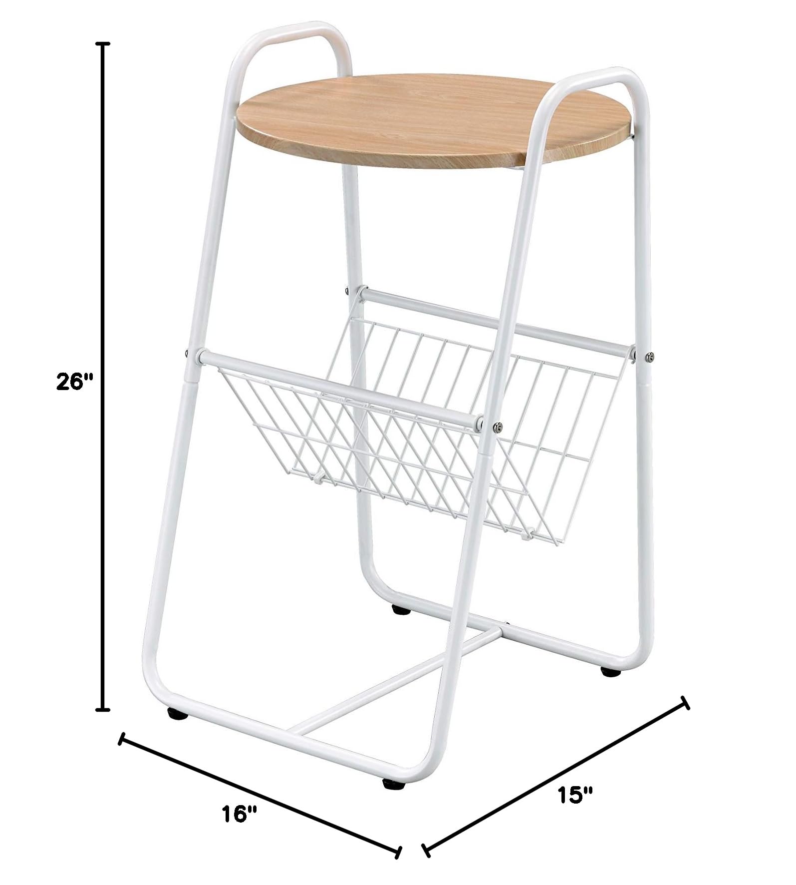 Proman Products Coto Side Round End Table with Magazine Holder - Black - Perfect for Living Room, Bedroom, or Office Decor