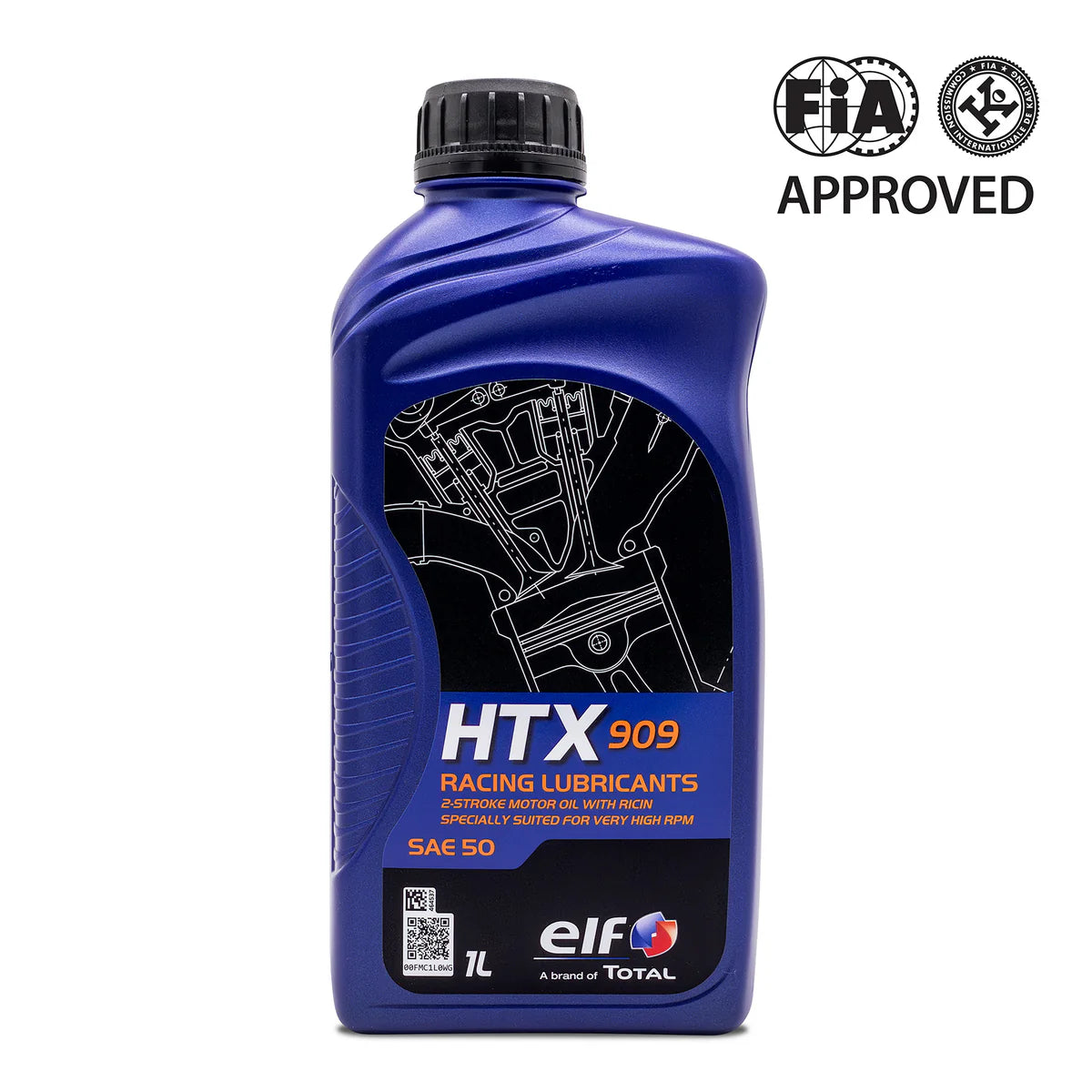ELF HTX 909 Castor & Synthetic Oil 1L - High Performance 2-Stroke Engine Lubricant for Motorcycles, ATVs & Power Tools - Ideal for Racing, Off-Road & DIY Maintenance