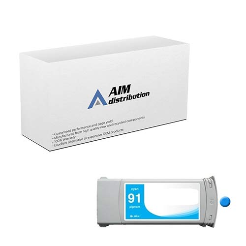 HP NO. 91 Cyan Inkjet Cartridge (775ML) - AIM Compatible Replacement for C9467A | High-Quality Generic Ink | Perfect for HP OfficeJet, Deskjet Printers - Home & Office Printing