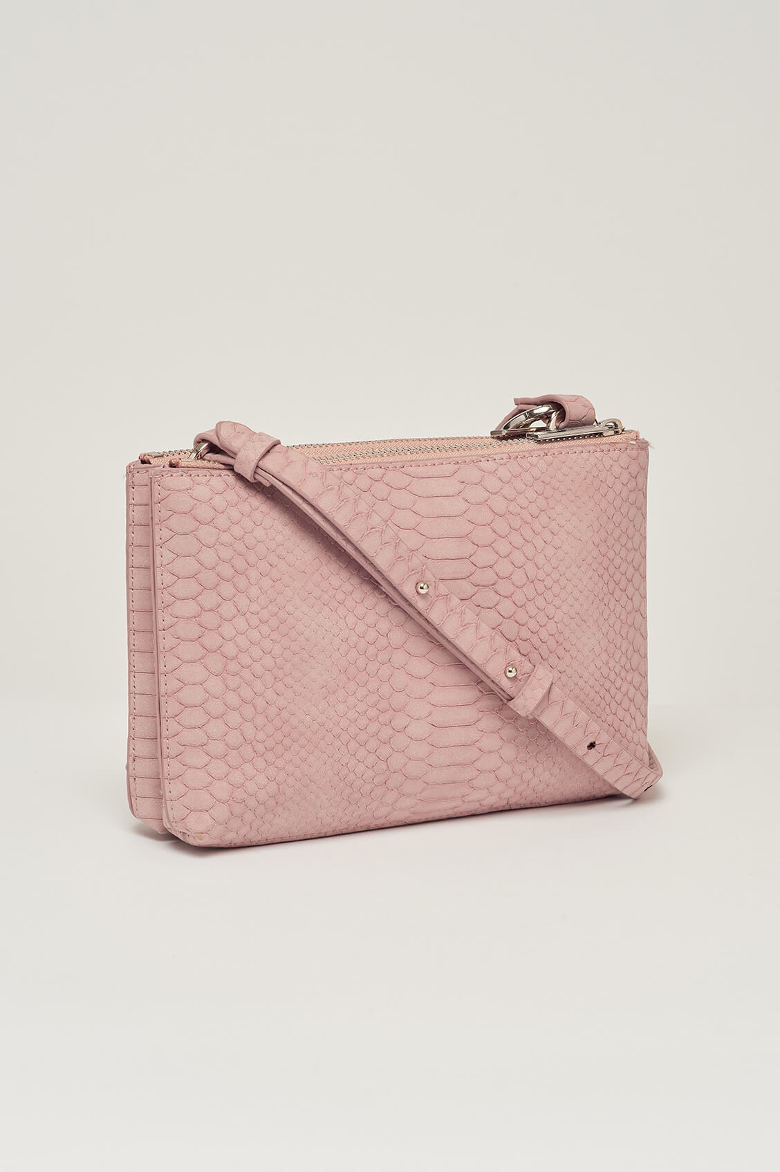 Stylish Southwark Faux Leather Crossbody Bag - Blush Pink Snake Print with Charm EBP3610 | Perfect for Work, Travel & Everyday Use