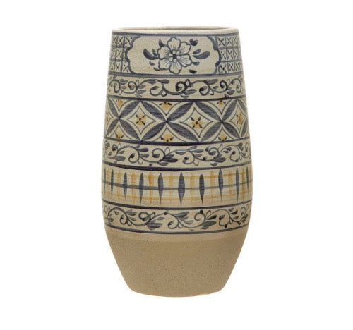 Hand Painted Ceramic Vase - Unique Floral Design Home Decor for Living Room, Dining Table & Wedding Centerpieces