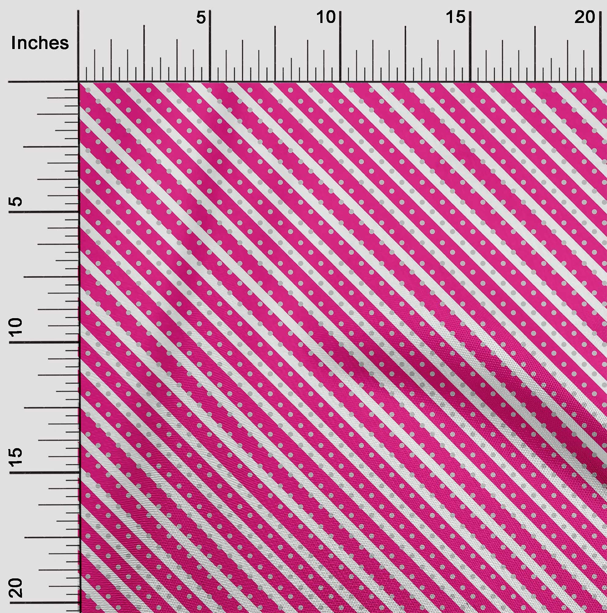 oneOone Polyester Spandex Fuchsia Pink Polka Dot Dress Fabric - 56 Inch Wide Printed Material by The Yard | Perfect for DIY Dresses, Skirts & Fashion Projects