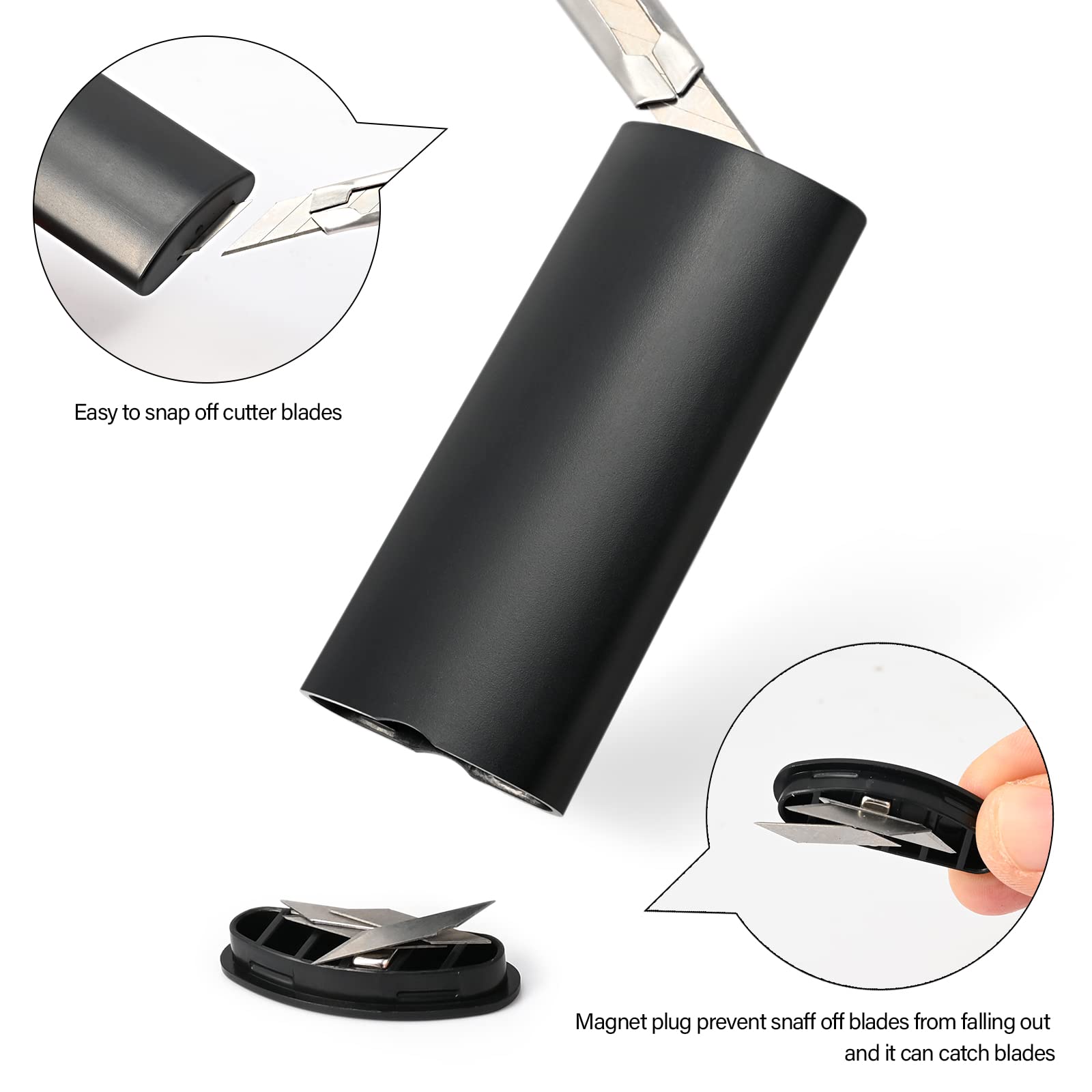 FOSHIO 2 Pack Razor Blade Disposal Container - Safe Magnetic Storage Box for Used Snap-Off Blades | Durable Black Case for Barbershops, Salons & Home Shaving Safety
