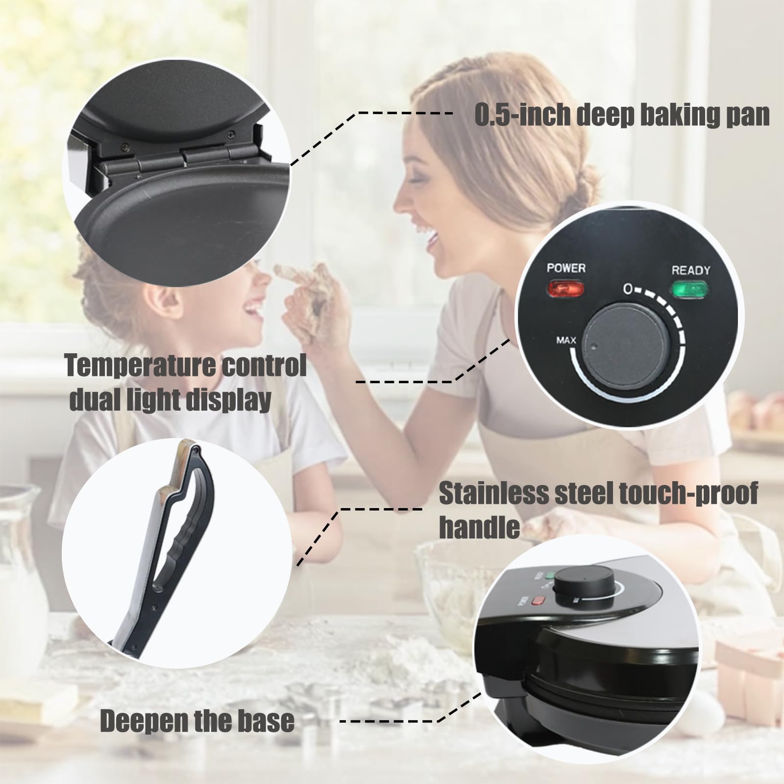 Electric Roti Maker Machine - 10 Inch Non-Stick Tortilla Press with Adjustable Temperature & Removable Handle - Perfect for Making Roti, Chapati, Tortillas at Home or Restaurant