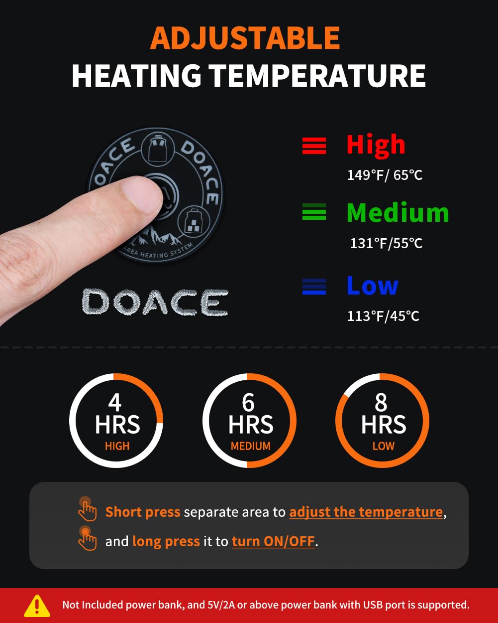 DOACE Rechargeable Heated Vest for Men & Women - Smart Heating Jacket with USB Power (Battery Not Included) | Perfect for Outdoor Work, Winter Sports & Cold Weather Activities