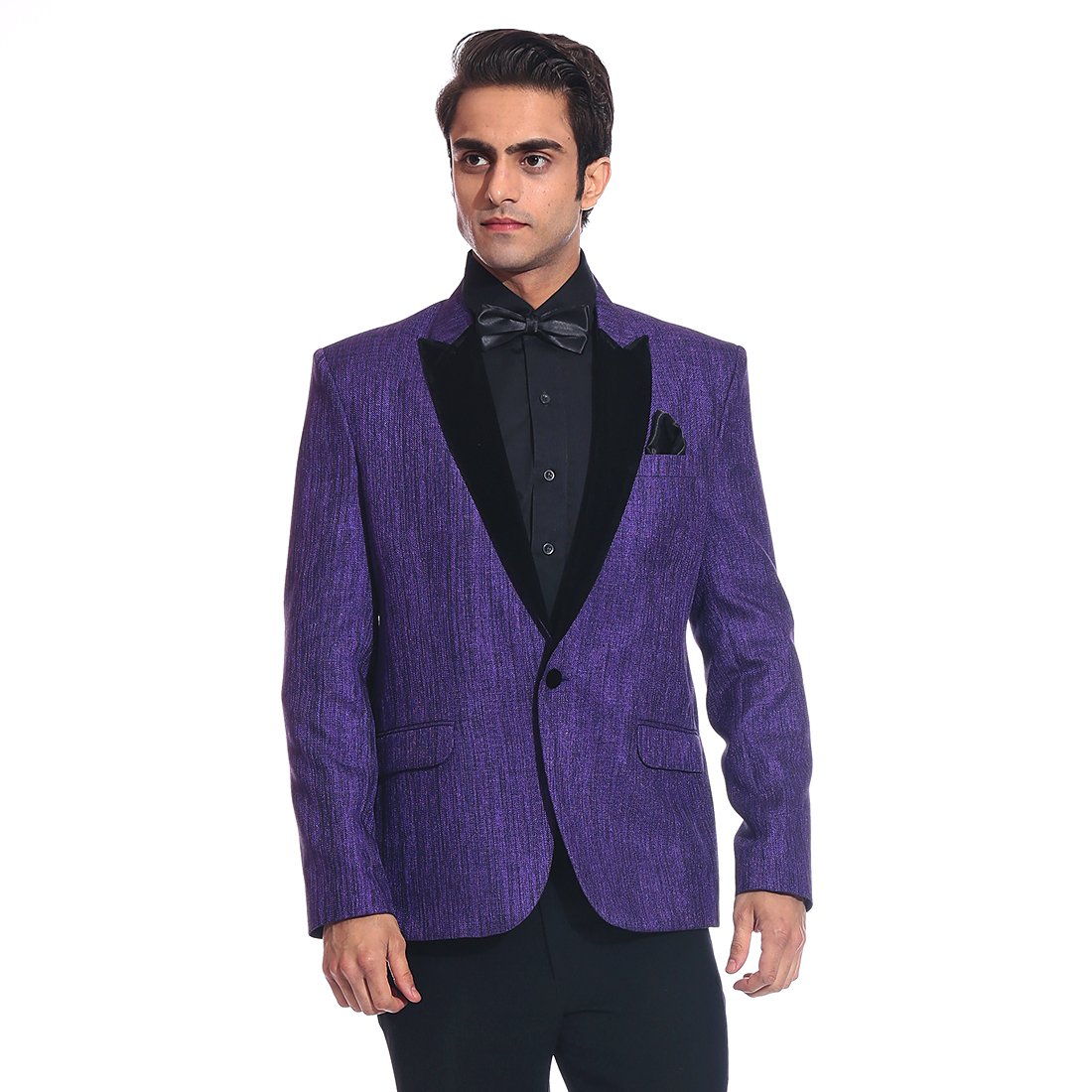 Men's Slim Fit Polyester Rayon Blazer Jacket - Size 42 - Elegant Purple Color for Business Casual & Formal Occasions
