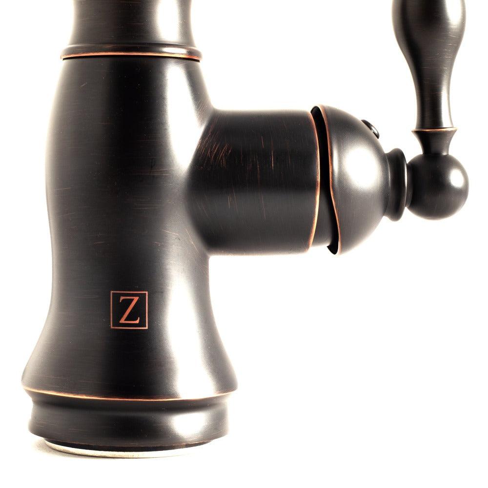 ZLINE Rembrandt Single Handle Pull-Down Kitchen Faucet with Side Sprayer in Oil Rubbed Bronze - High Arc Commercial Style for Modern Farmhouse & Restaurant Use (REM KF ORB)