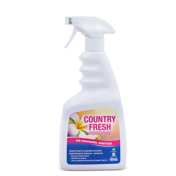 Clean Plus Country Fresh Frangipani Air Freshener & Sanitizer Spray - Eliminate Odors & Disinfect for Home, Office, Car & Bathroom Use