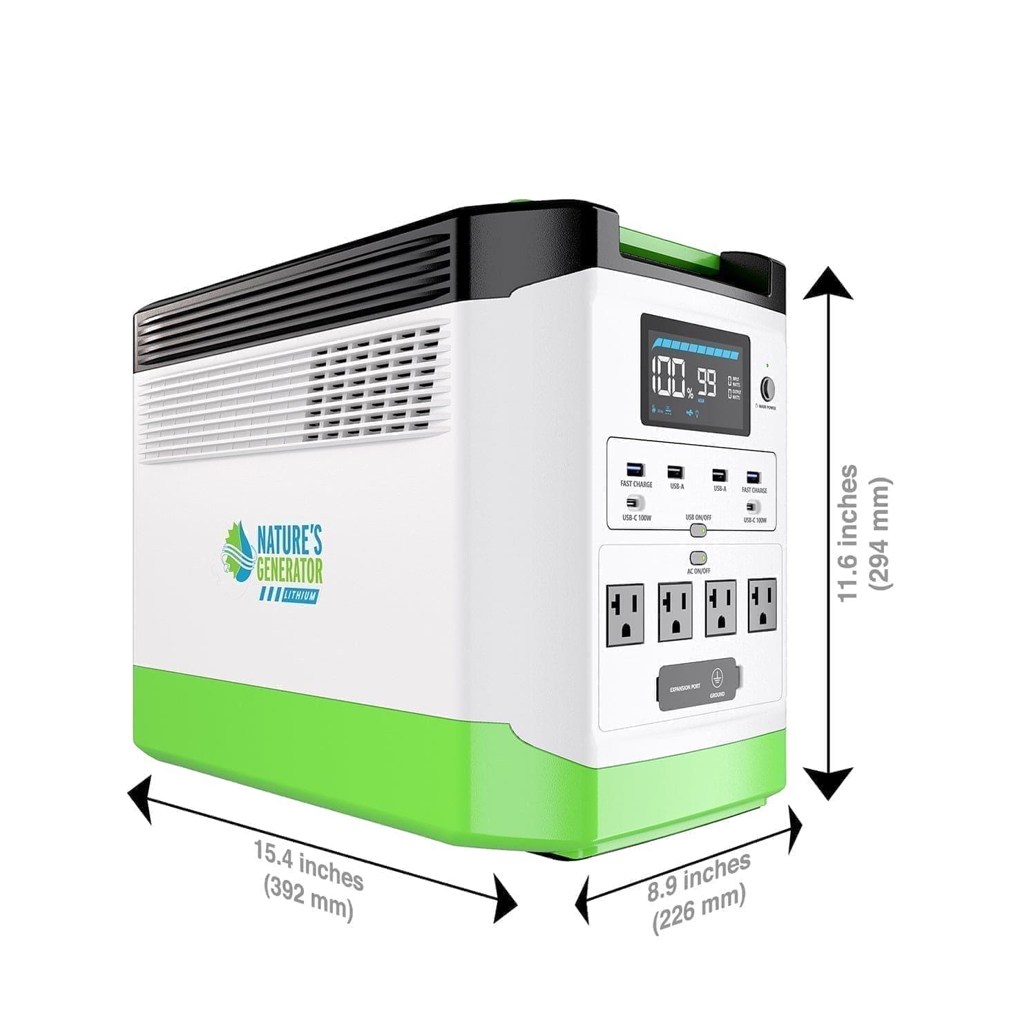 Refurbished Nature's Generator Lithium 1800 - Portable Solar Power Station for Camping, RV & Emergency Backup (Renewed)