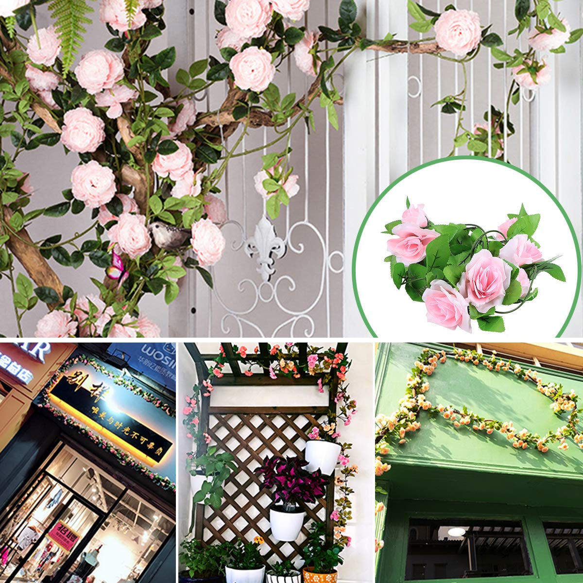 BESPORTBLE Artificial Rose Vine - 1pc Realistic Fake Rose Rattan Decor for Home, Wedding, Party & Garden Floral Arrangements | Water-Resistant Faux Flowers