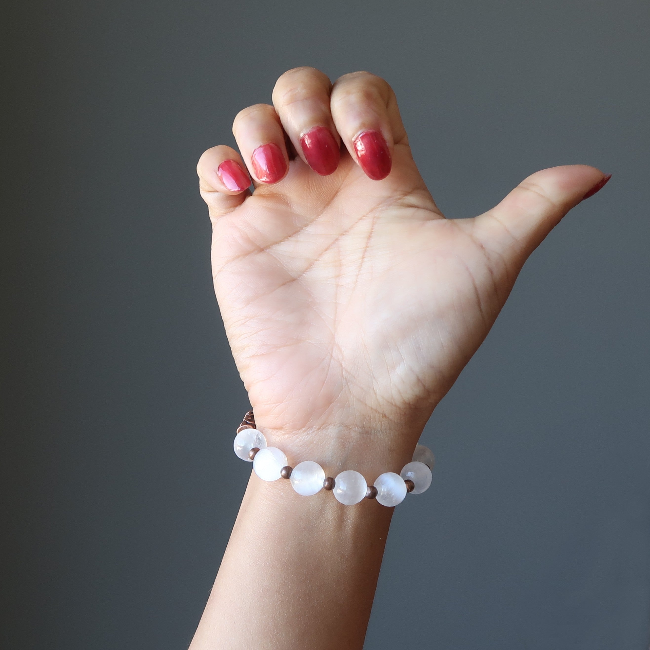 Selenite Healing Crystal Bracelet with Antiqued Copper - Spiritual Energy, Chakra Balancing & Stress Relief - Perfect for Meditation, Yoga & Positive Vibes