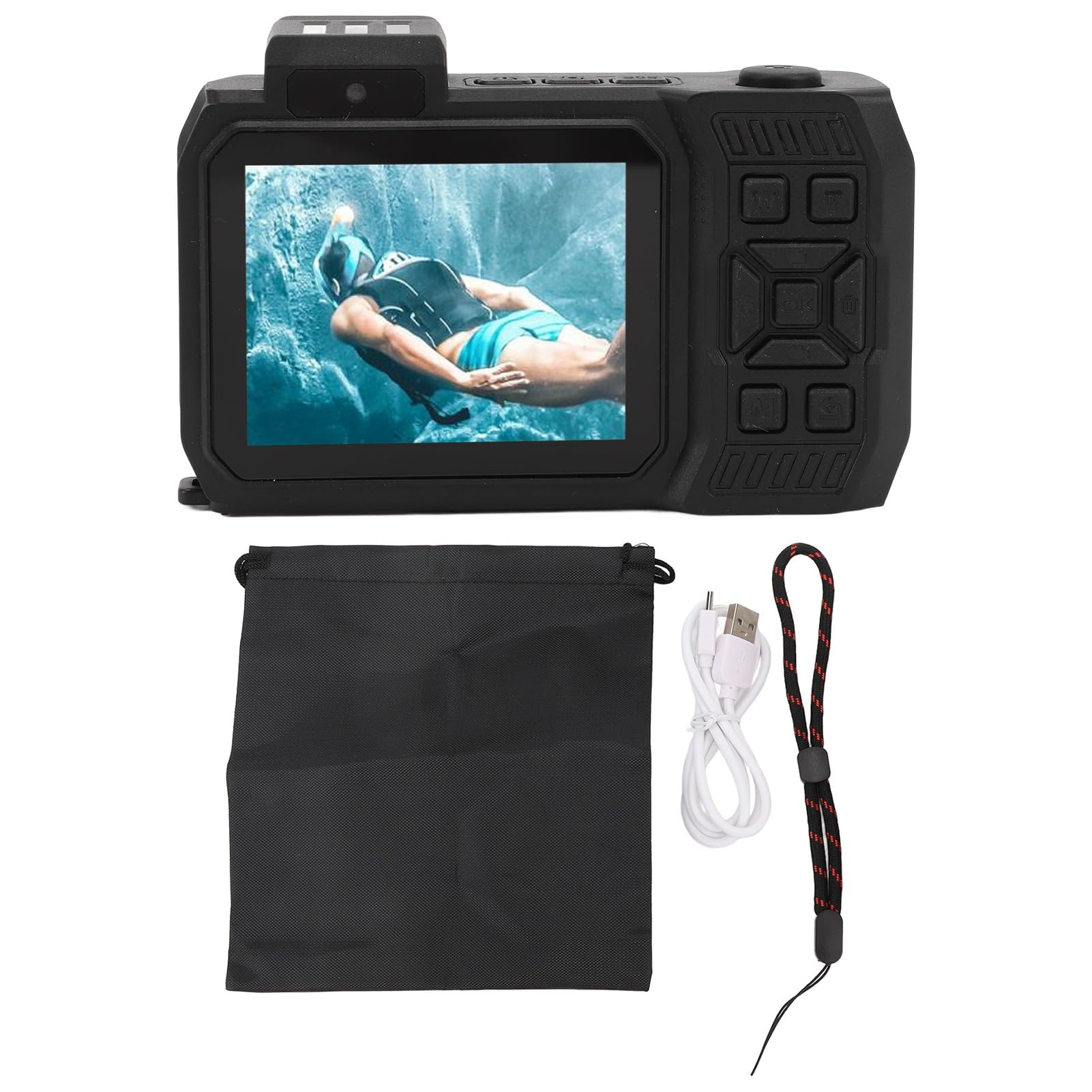 4K Waterproof Digital Camera 33FT Underwater Camera with 65MP Autofocus & Dual Screens (2.88in + 1.44in) - Floating Action Camera for Snorkeling, Diving, Swimming & Beach Vacations (Black)