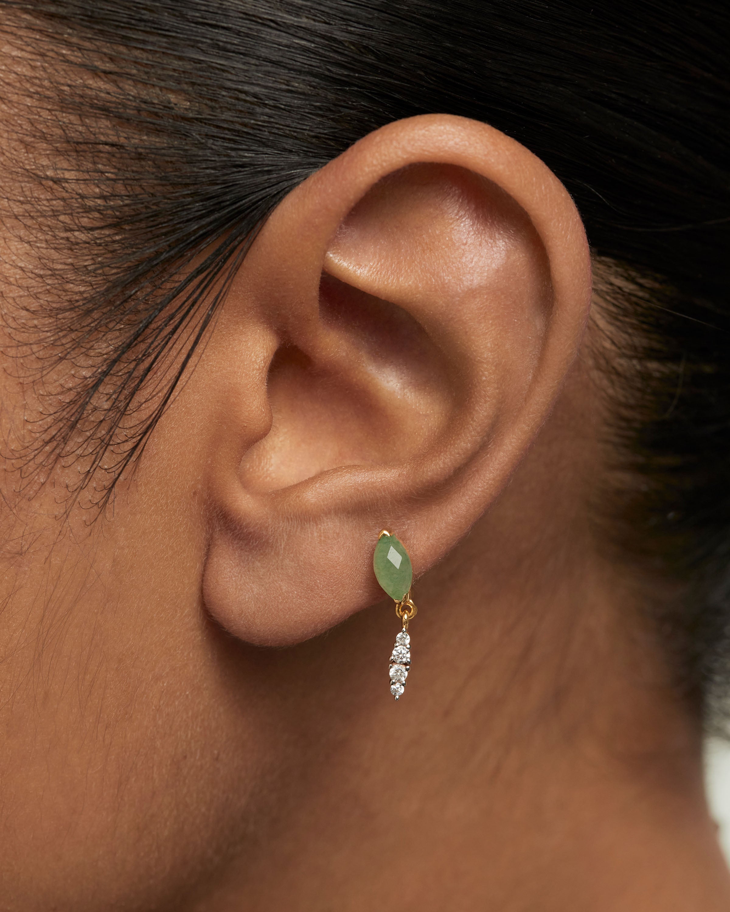 Green Aventurine Ginger Single Earring - Natural Stone Jewelry for Women - Perfect for Boho Style, Meditation & Everyday Wear