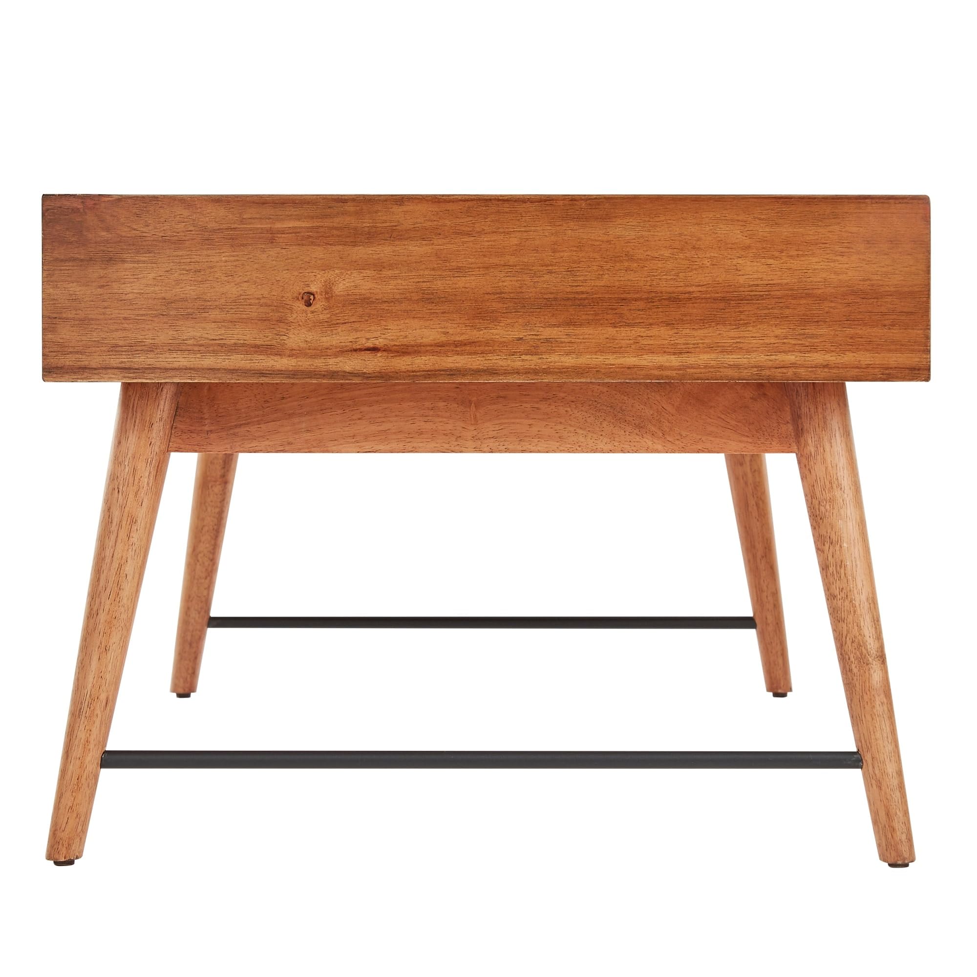 Modern Brown Coffee Table - Inspire Q Aksel Solid Rubberwood Accent Table for Living Room, Mid-Century Modern & Contemporary Style - Perfect for Sofa, Lounge, and Home Decor