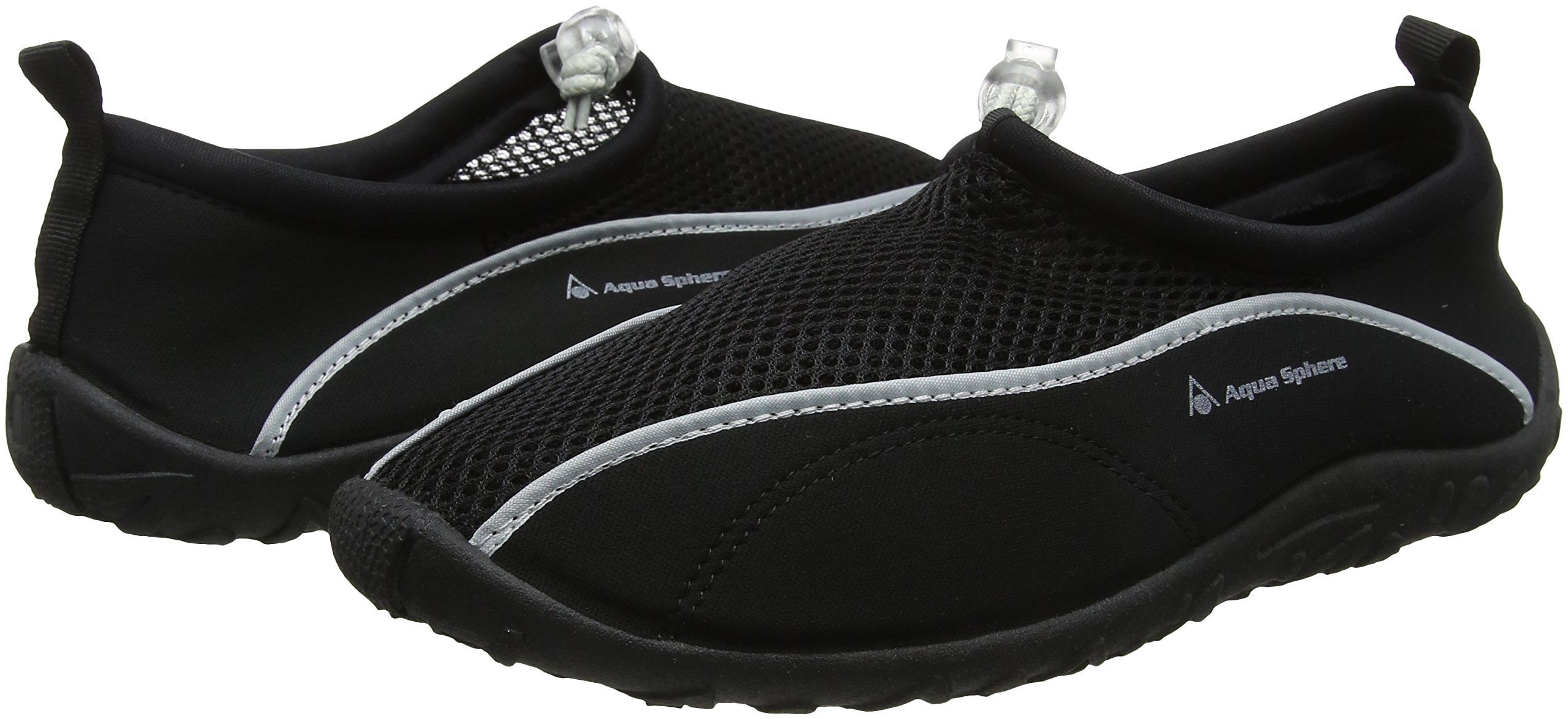 Aqua Sphere Men's Lisbona Neoprene Water Shoes for Beach Swimming Surfing - Lightweight Quick-Dry Slip-On Design - Black Silver - Size EUR 38 - Perfect for Water Sports, Pool, and Outdoor Activities
