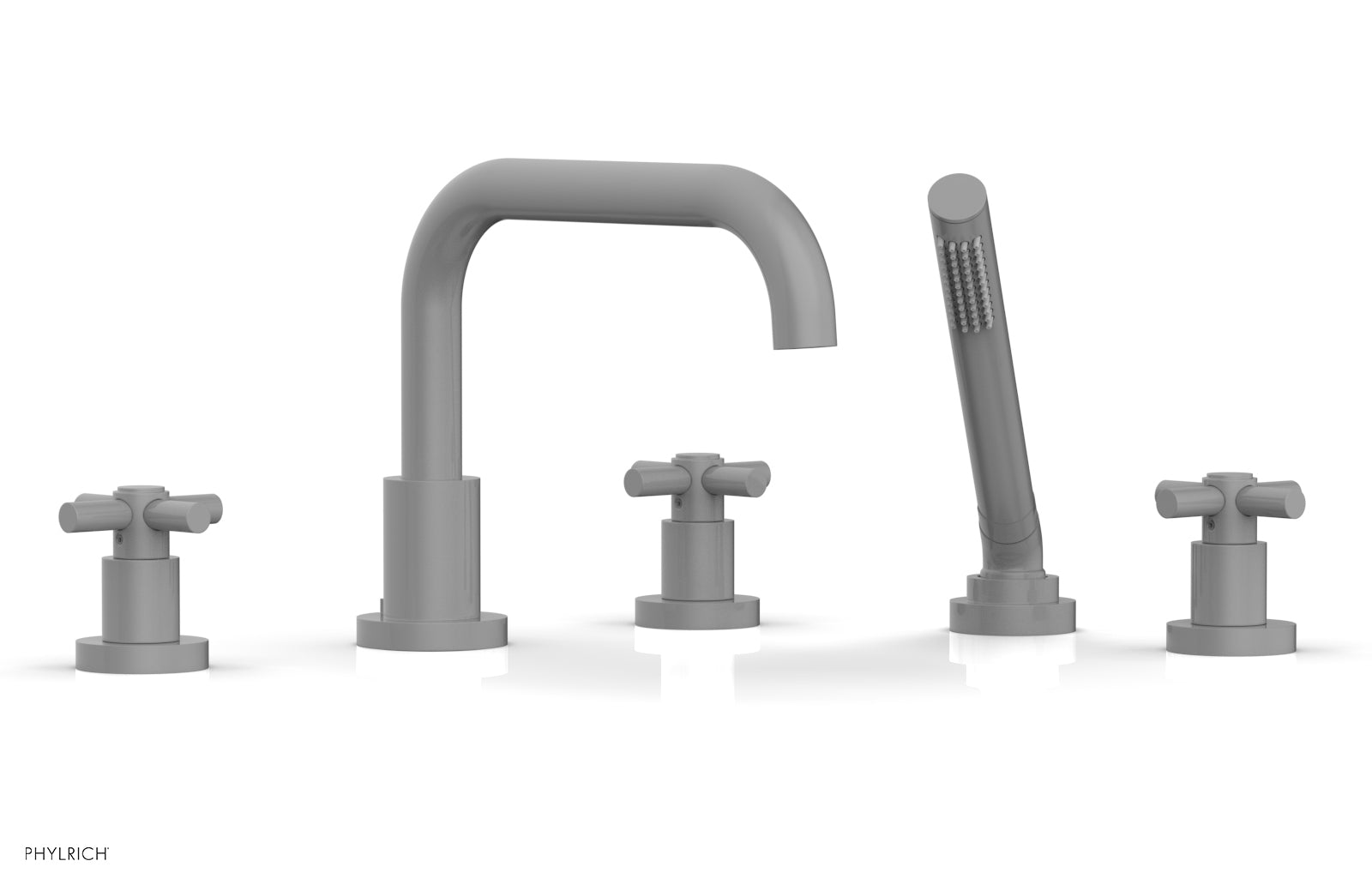 Premium Deck Mount Tub Faucet with Hand Shower - D2136D1 Tubular Cross Handles for Bathroom Sink & Bathtub | Perfect for Modern Home Renovation & Spa-Like Bathing Experience
