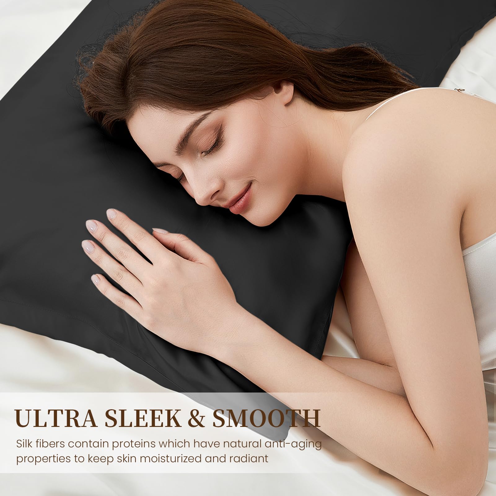 THXSILK 100% Natural Mulberry Silk Pillowcase for Hair and Skin Care - 19 Momme Luxury Silk Pillow Cover with Envelope Closure (King Size, Black) - Perfect for Beauty Sleep, Anti-Aging & Hair Protection
