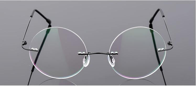 Steve Jobs Gandhi Harry Potter Style Foldable Ultra Light Blue Light Blocking Computer Glasses - Round Rimless Eyewear for Men & Women - Perfect for Office, Gaming & Screen Use