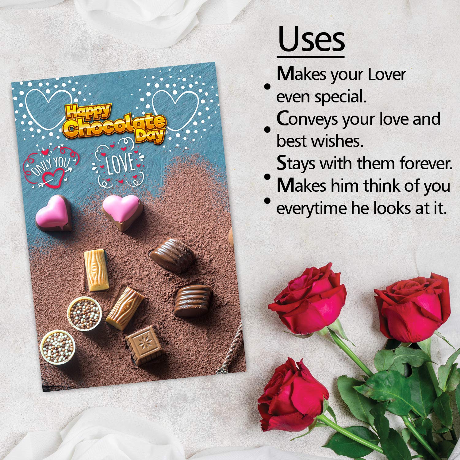Happy Chocolate Day Love Only You Greeting Card with 2 Long-Lasting Nail Polish Set - Multicolor Combo Gift for Women | Valentine's Day, Anniversary & Romantic Occasions