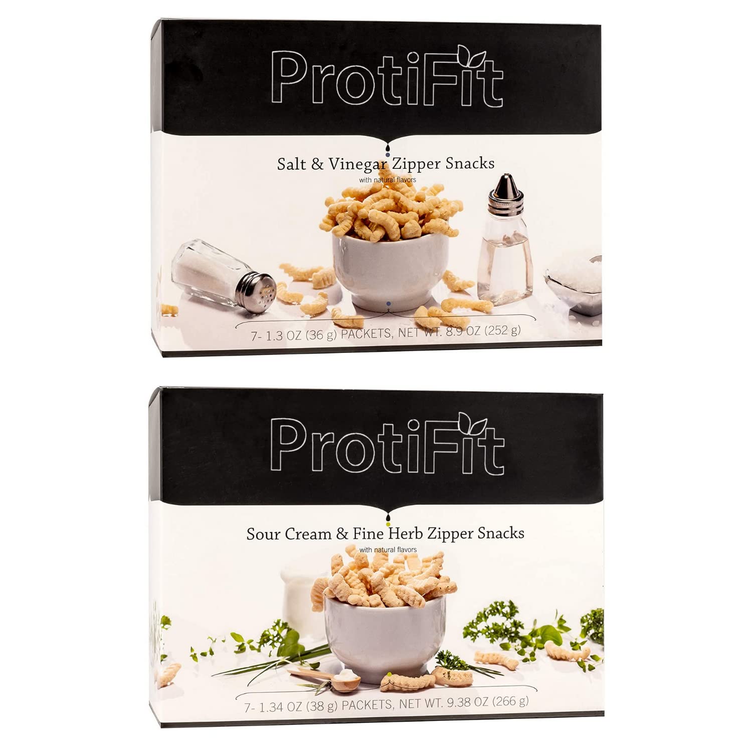High Protein Salt & Vinegar & Sour Cream Herb Snacks - 15g Protein, Low Calorie, Low Sugar, Low Fat - Keto & Ideal Protein Friendly - 7 Servings Per Box (2 Pack) - Perfect for Work, Gym & On-the-Go Snacking