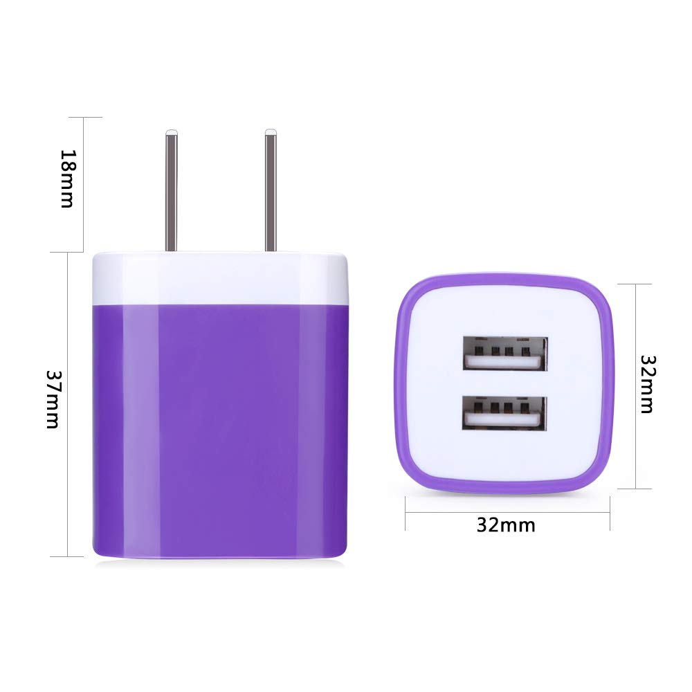 5-Pack Fast USB Wall Charger Plug - 2.1A/5V Power Cube Charging Block Adapter for iPhone 16/15/14/13/12/11 Pro Max/Xs Max/XR/8/7/6S/6, Samsung Galaxy S24/S23/S22/S21, LG, Moto - Perfect for Home, Office & Travel Charging Needs