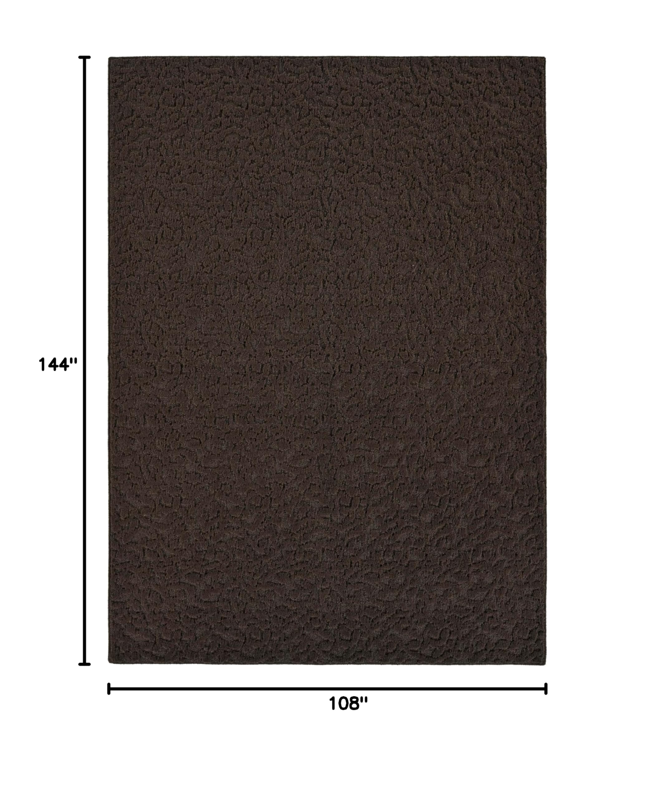 Premium Ivy Pattern Area Rug 9x12 Feet - Soft Chocolate Brown Indoor Rug for Living Room, Bedroom, Dining Room - Non-Slip Backing & Easy to Clean