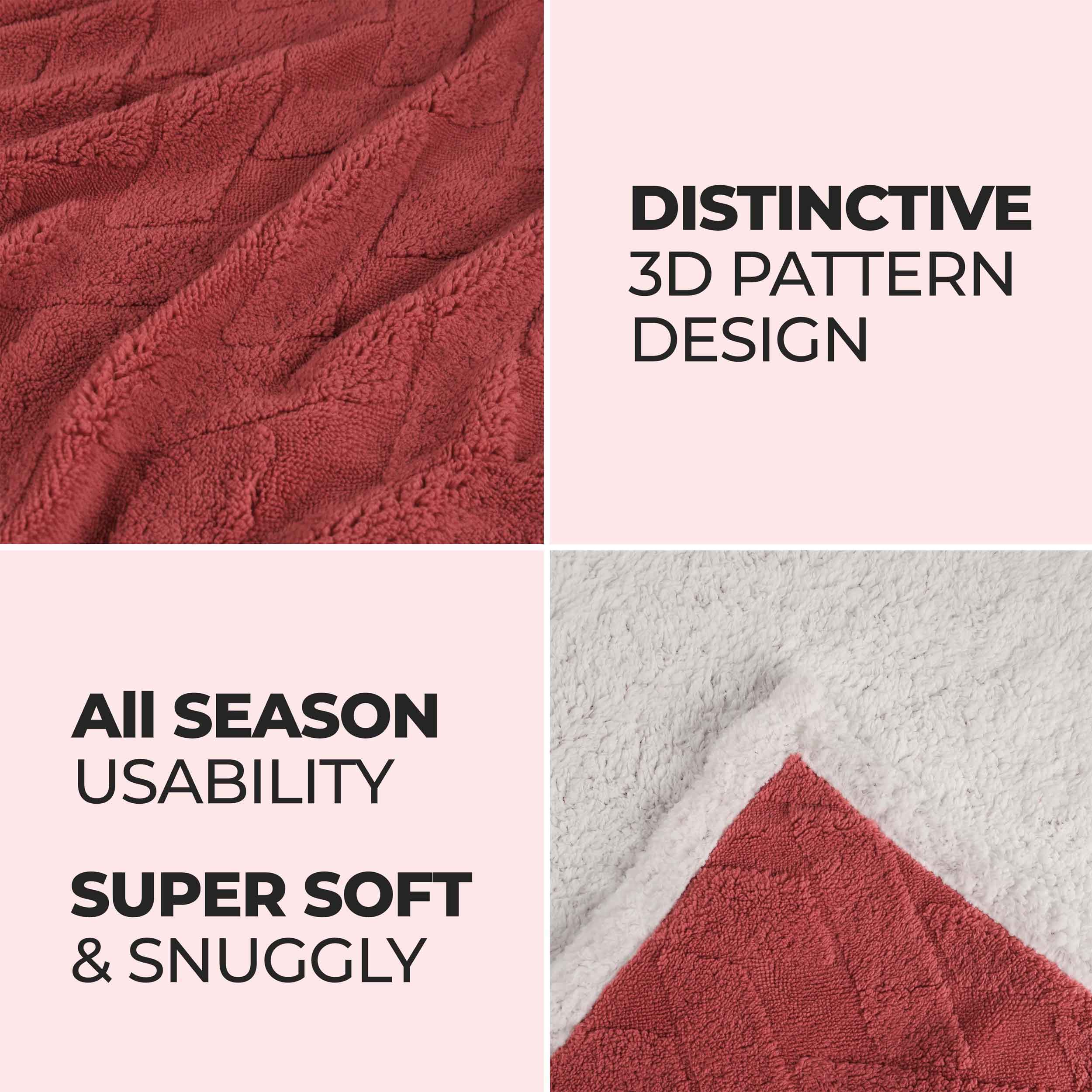 Nuuk Reversible Jacquard Lattice Plush Sherpa Fleece Blanket - Ultra Soft & Warm Winter Throw for Couch, Bed & Travel - Cozy Home Decor Gift for Christmas & Cold Weather