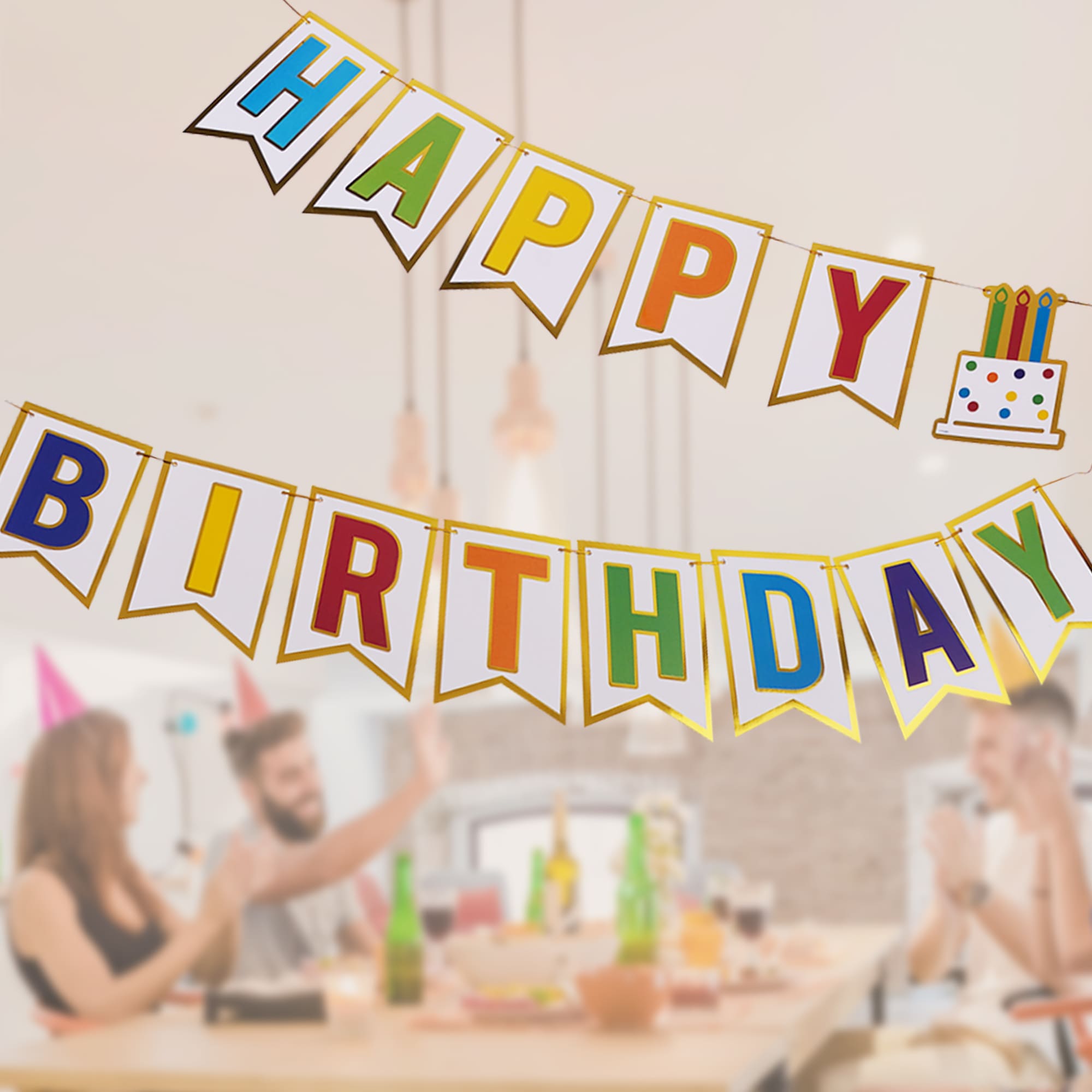 7Ft Happy Birthday Banner with Hot Stamp - Premium Party Decoration for Birthdays, Anniversaries & Celebrations