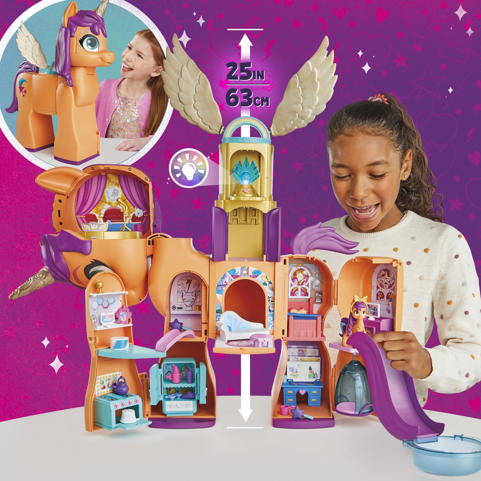 My Little Pony Transforming Doll Playset - 25-Inch Sunny's Interactive Toy with Reveal Feature for Kids Ages 5+ | Perfect for Birthday Gifts & Pretend Play (Amazon Exclusive)
