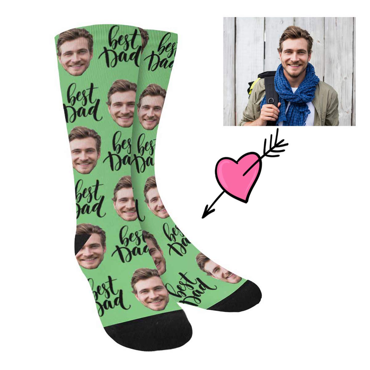 Personalized Photo Socks for Men - Custom Picture Crew Socks | Best Father's Day Gift for Dad | Unisex Face Print Socks for Everyday Wear & Special Occasions