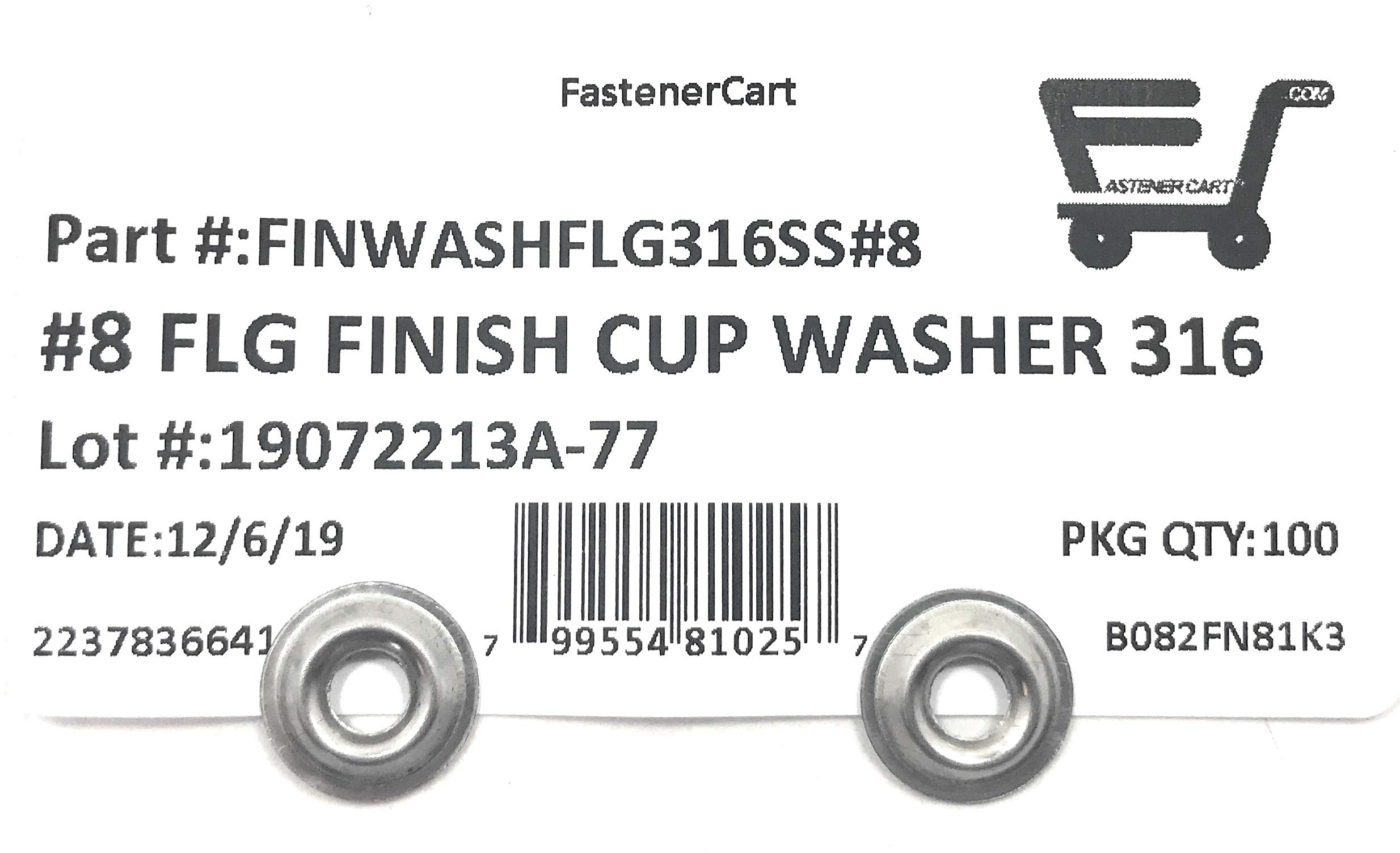#8 Stainless Steel Flanged Finishing Washers - 316 Stainless Steel Cup Washers (100 Pcs) - Perfect for Marine, Automotive & Outdoor Hardware Projects