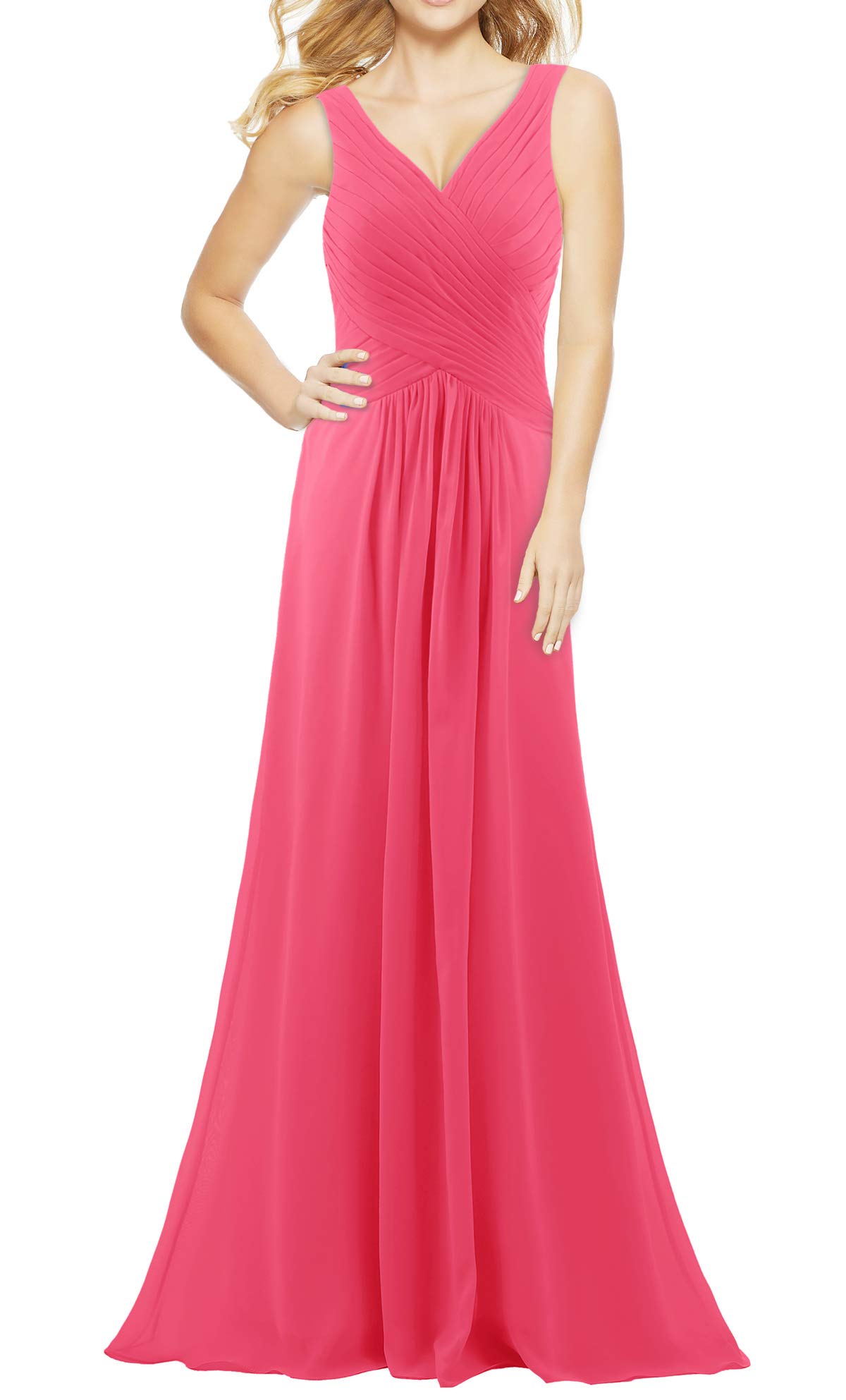 Elegant V-Neck Sleeveless Long Bridesmaid Dress for Women - 2023 Fall Formal Wedding Guest Evening Party Gown | Perfect for Weddings, Proms, Galas & Special Occasions