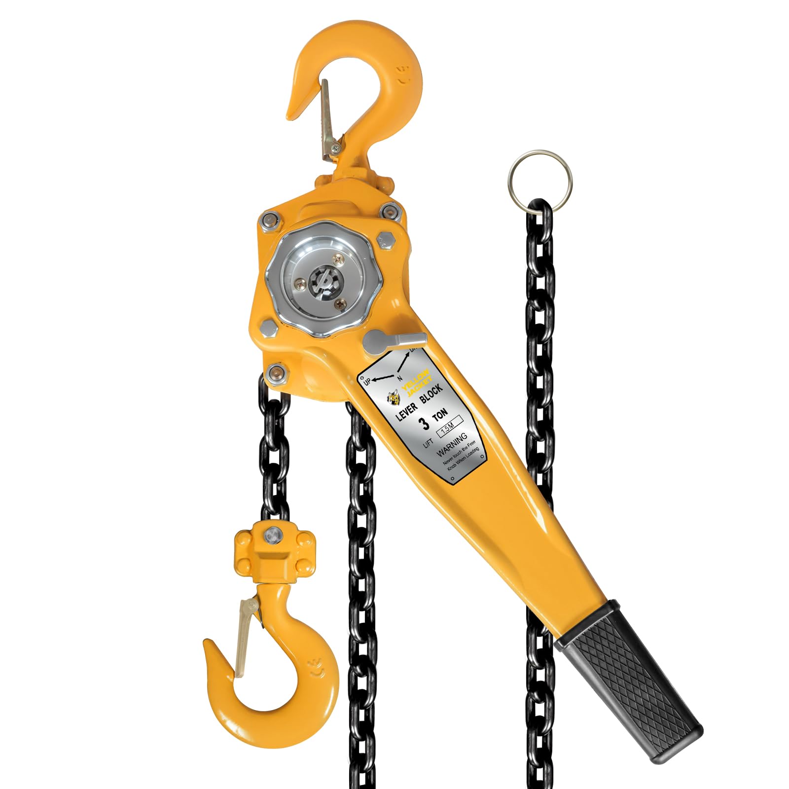 3 Ton Manual Lever Chain Hoist - Yellow Jacket G80 Galvanized Carbon Steel with Weston Double-Pawl Brake | Heavy Duty Chain Come Along for Lifting, Pulling & Rigging | Construction, Warehouse & Automotive Use
